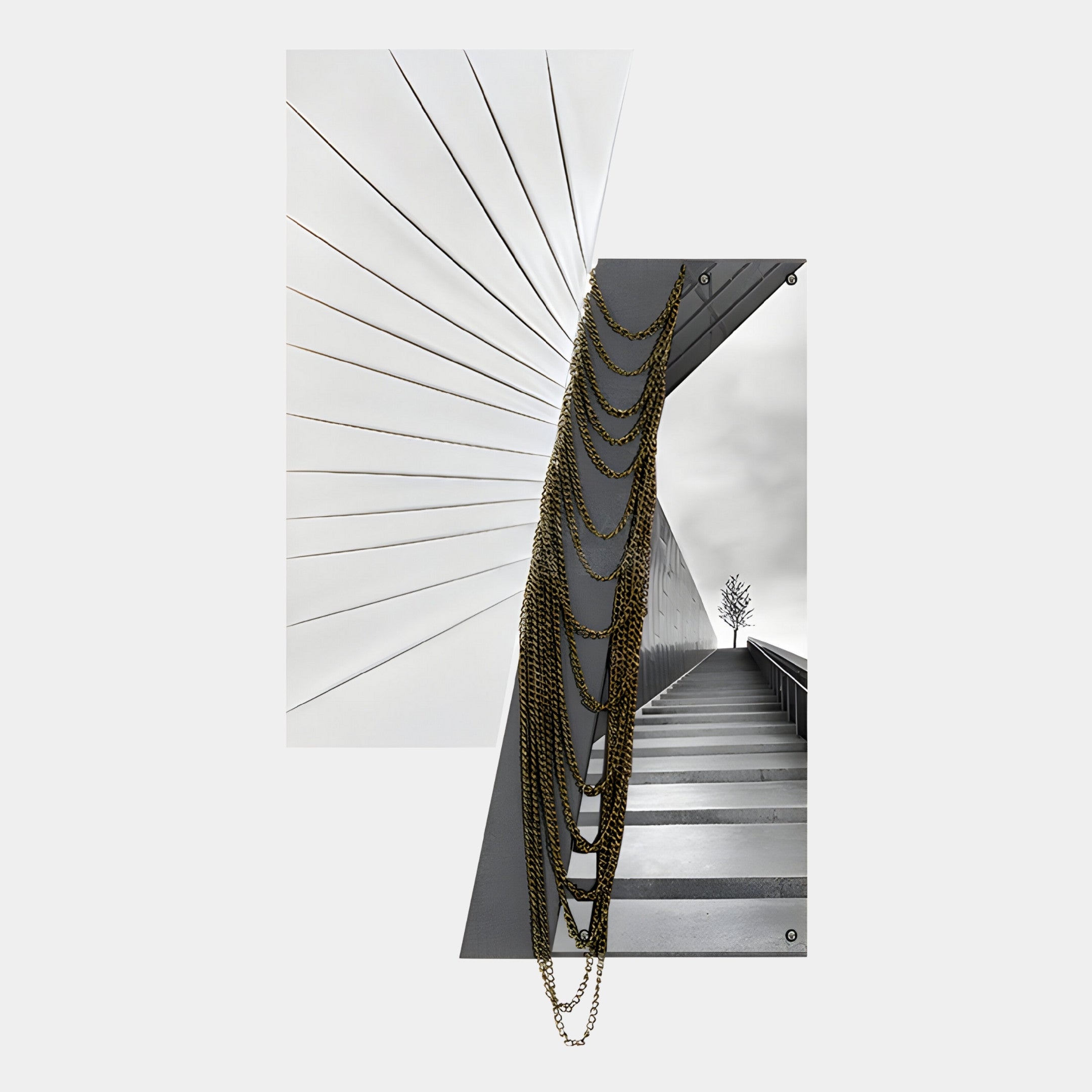 Urbis Black & White Treewalk Chain Leather 3D Wall Art