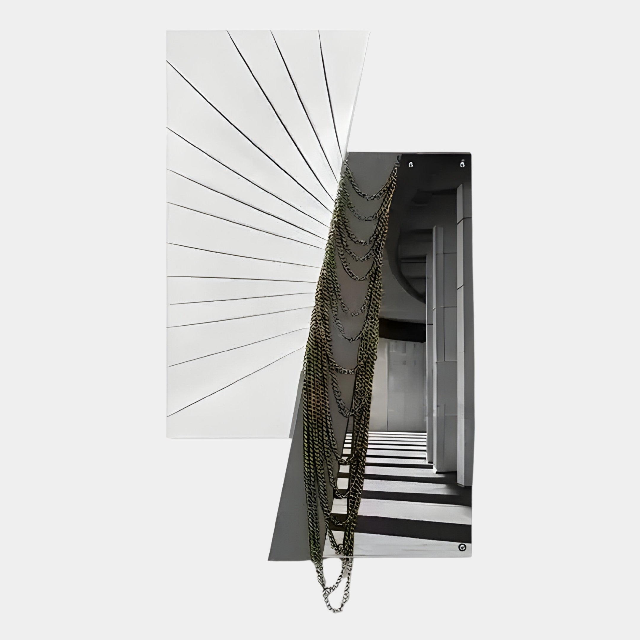 Urbis Black & White Columns Chain Leather 3D Wall Art