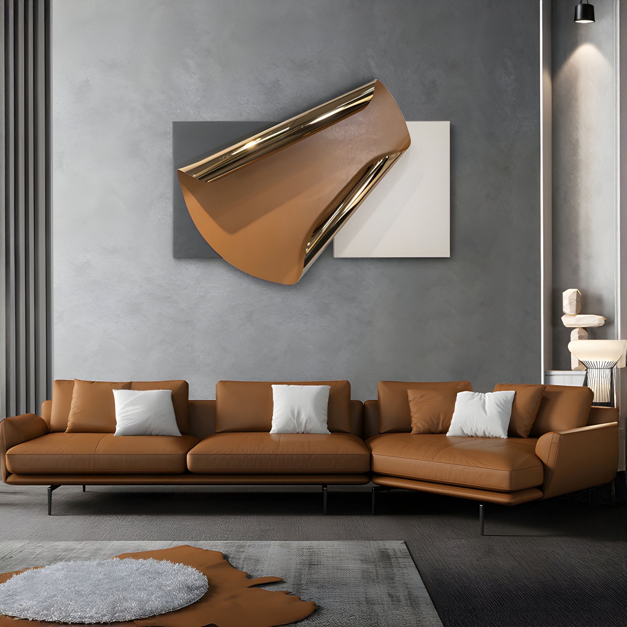 Valmeris Amber Fold Sculptural Metal 3D Wall Art