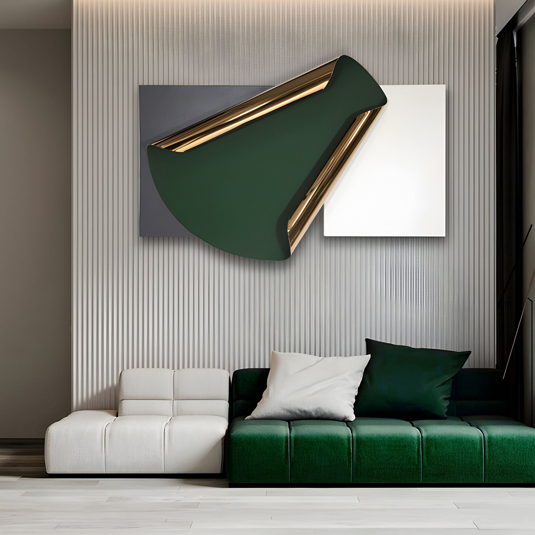 Valmeris Emerald Fold Sculptural Metal 3D Wall Art