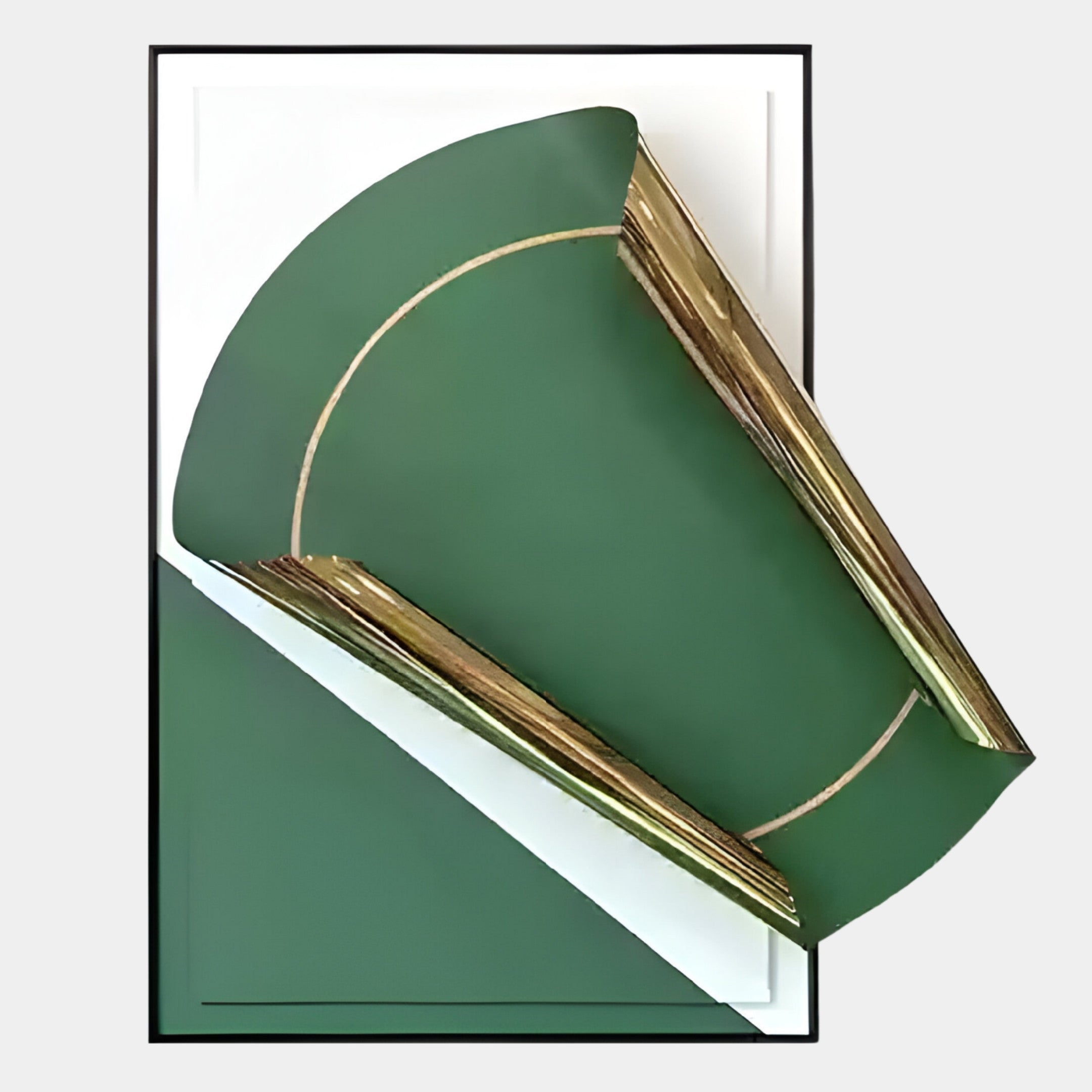 Valmeris Vertical Green Fold Sculptural Metal 3D Wall Art