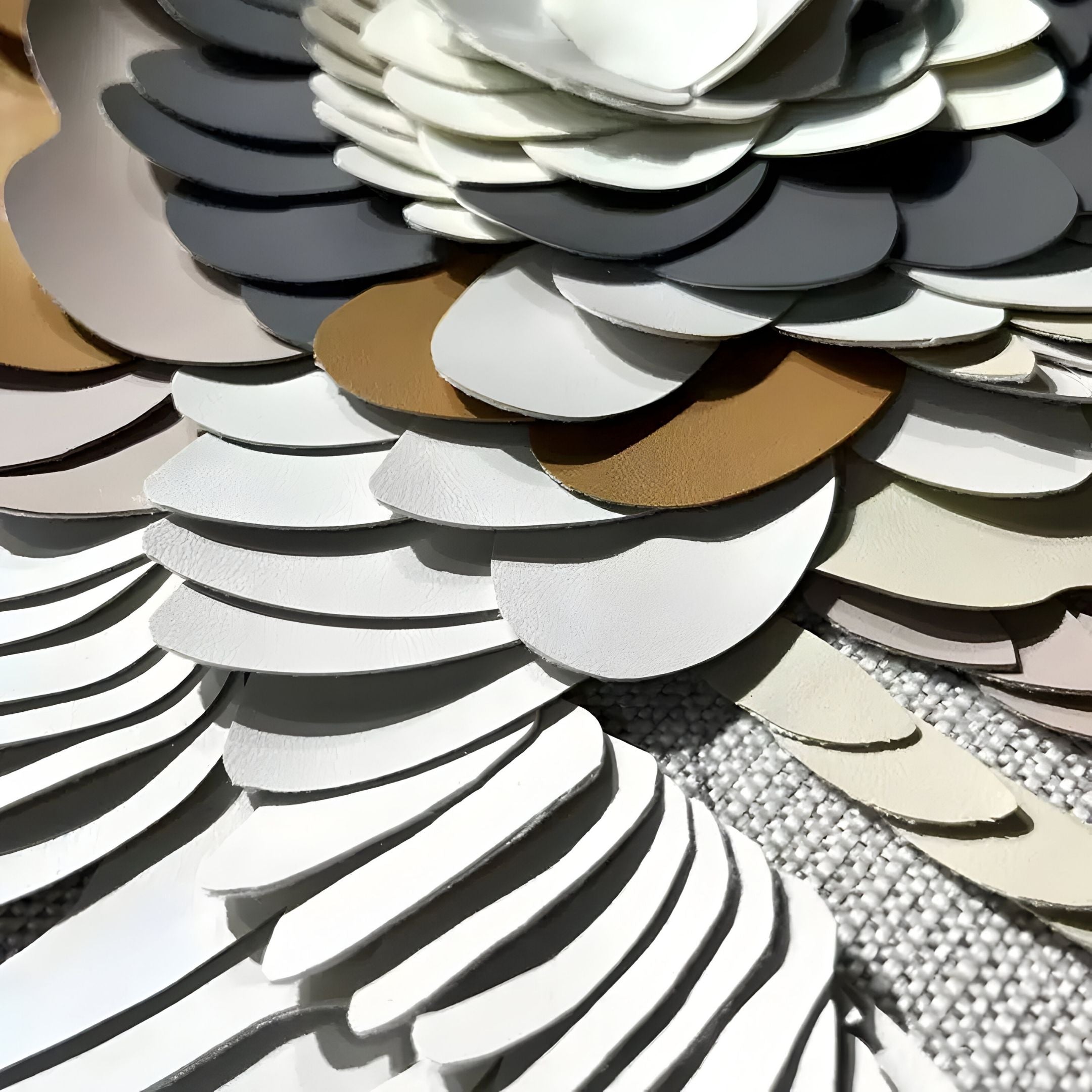 Floraxa Neutral Bloom Layered Leather 3D Wall Art