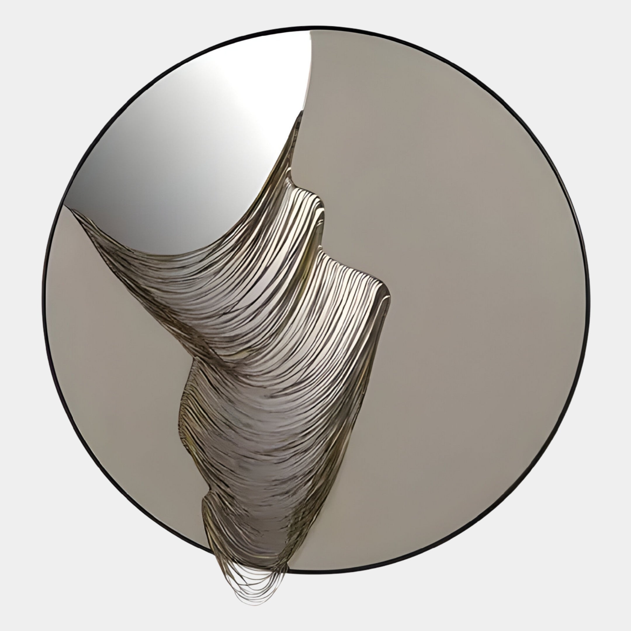 Rivelune Smoke Silver Sculptural Round Mirror 3D Wall Art