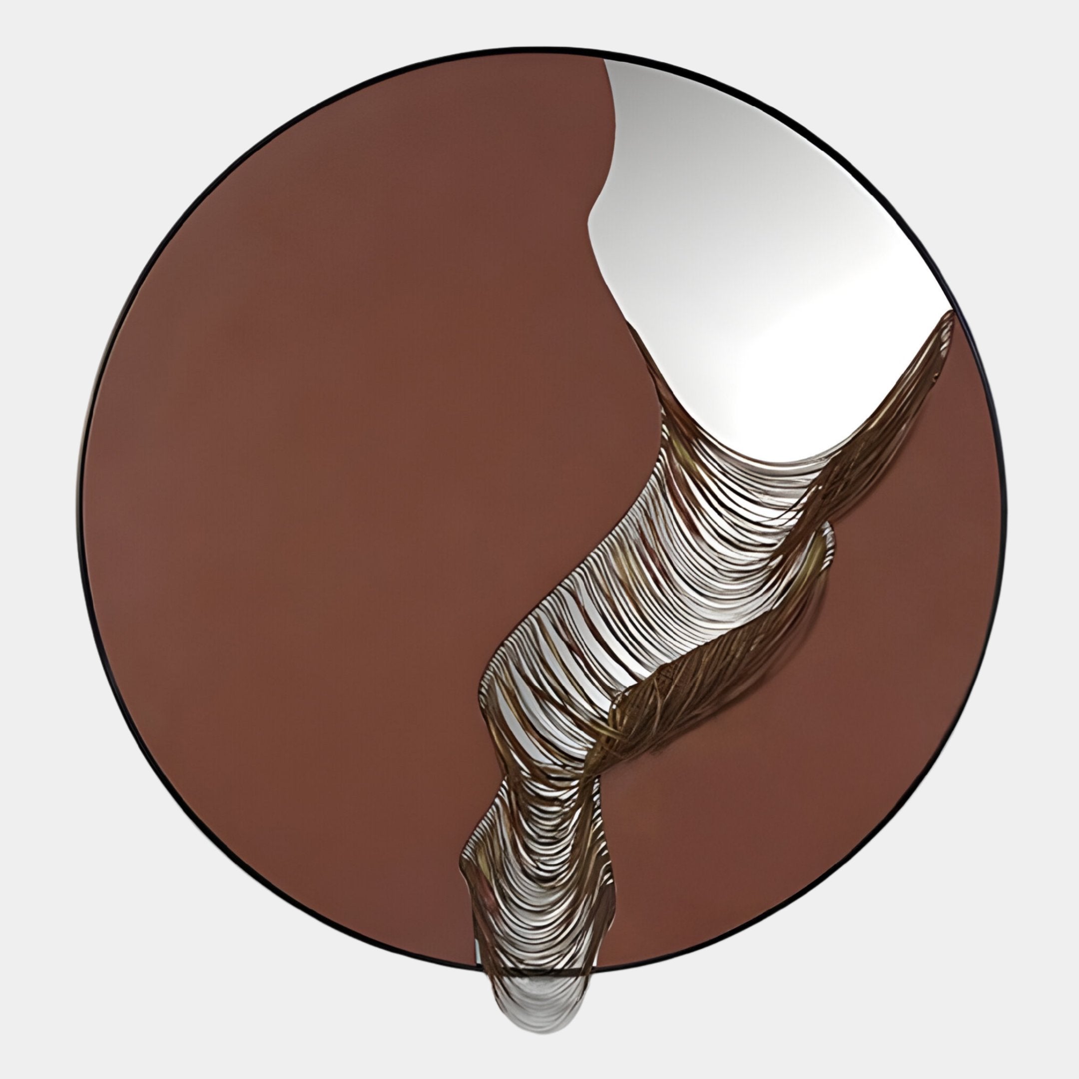 Rivelune Rust Sculptural Round Mirror 3D Wall Art