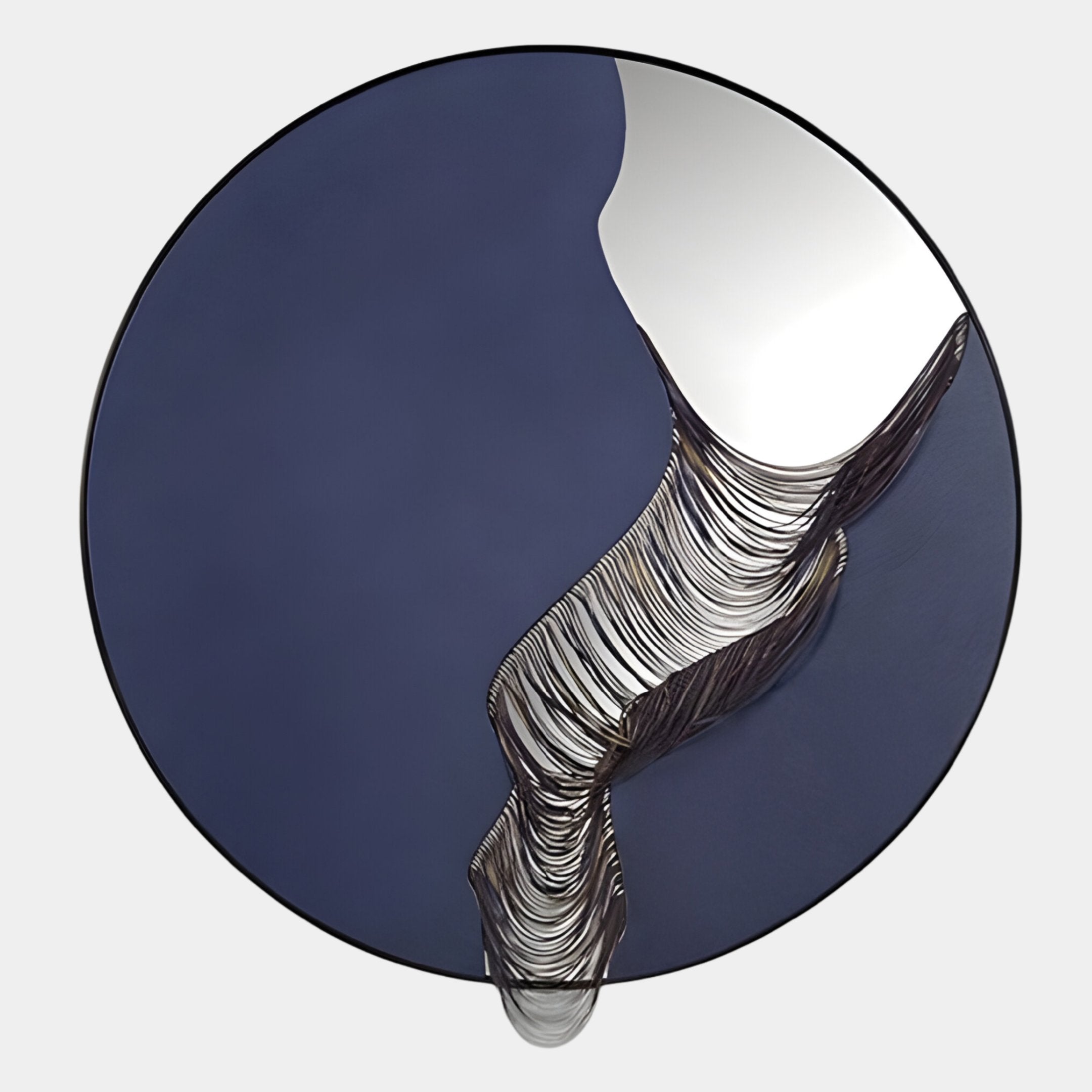 Rivelune Navy Blue Sculptural Round Mirror 3D Wall Art