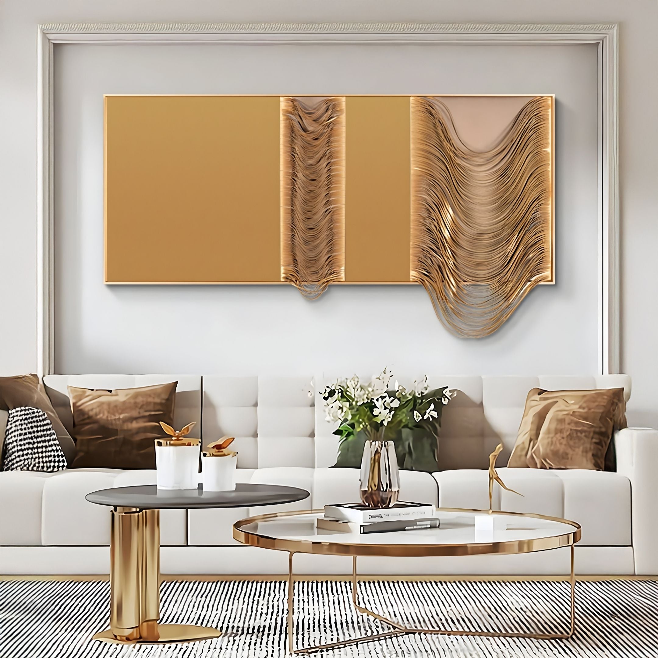 Drapelle Gold Flow Layered Leather 3D Wall Art