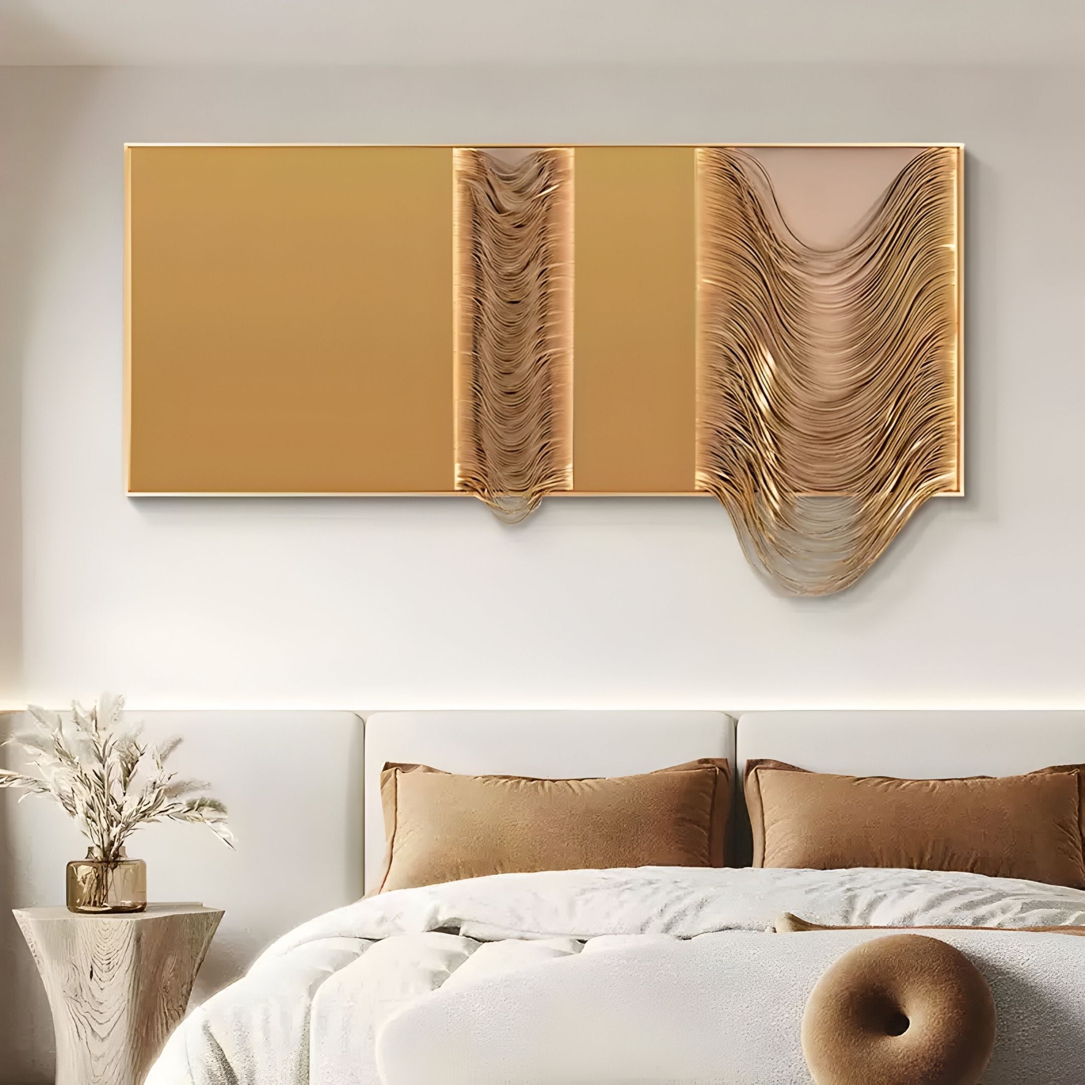 Drapelle Gold Flow Layered Leather 3D Wall Art