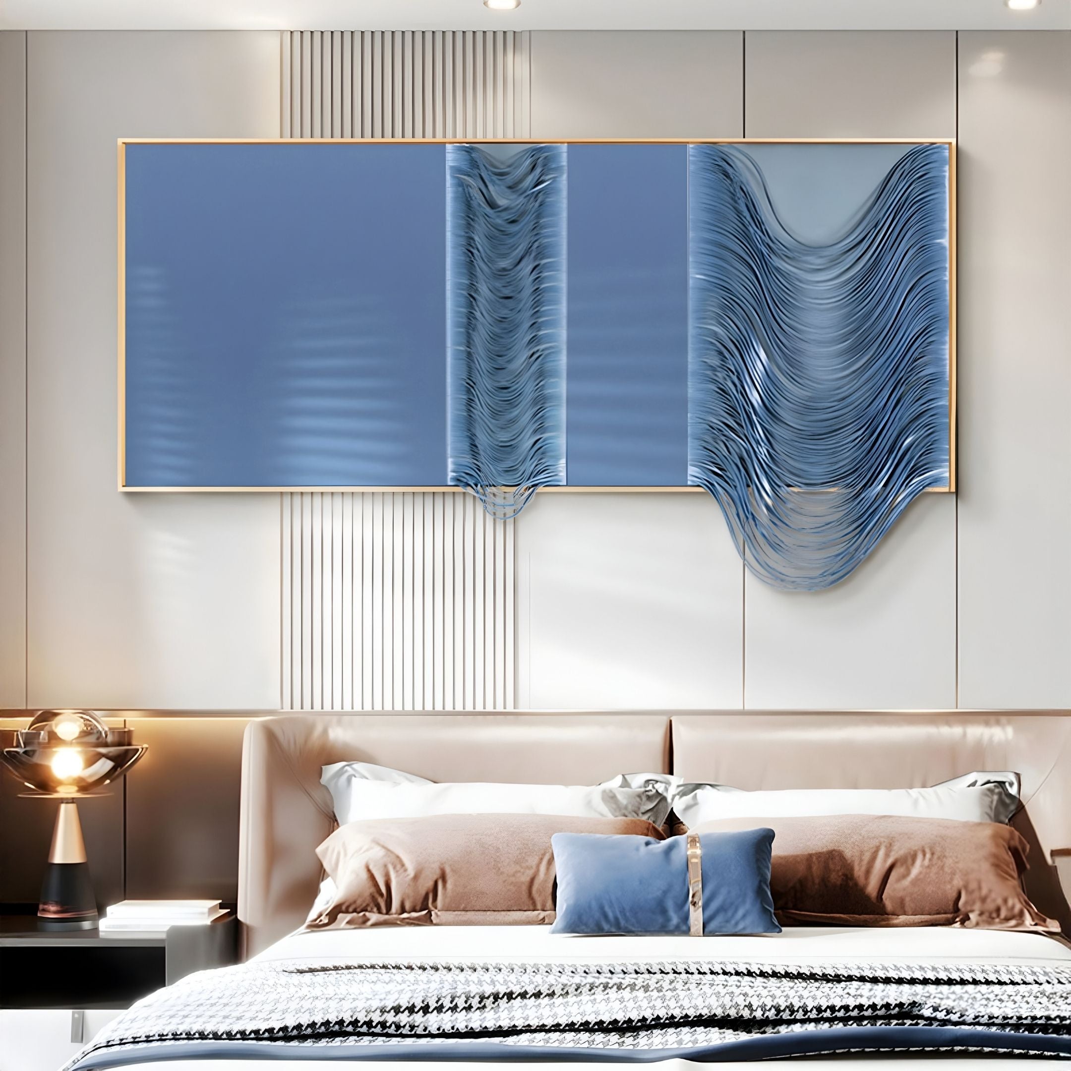 Drapelle Blue Flow Layered Leather 3D Wall Art