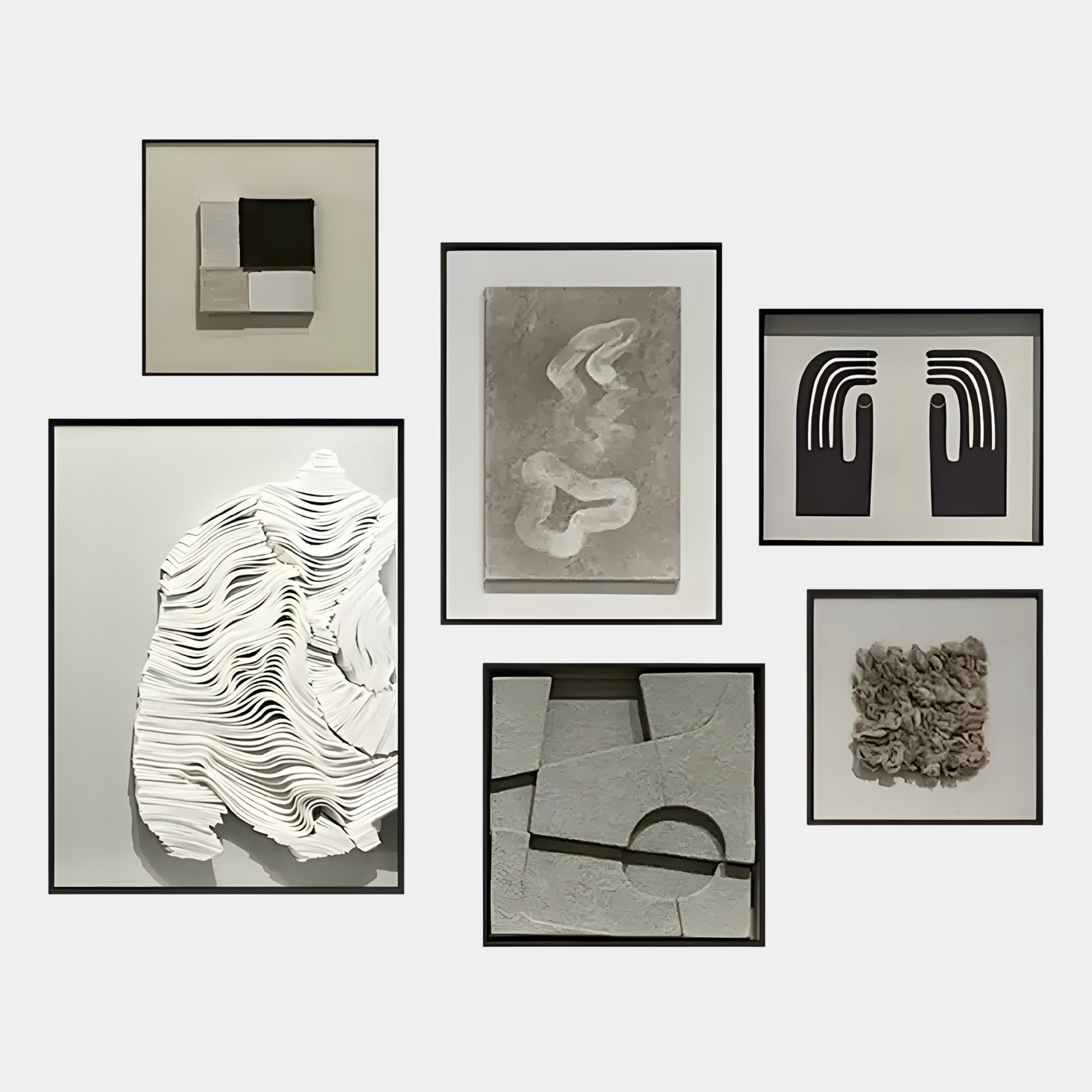 Terrisma 6-Set Neutral Textured Framed 3D Wall Art