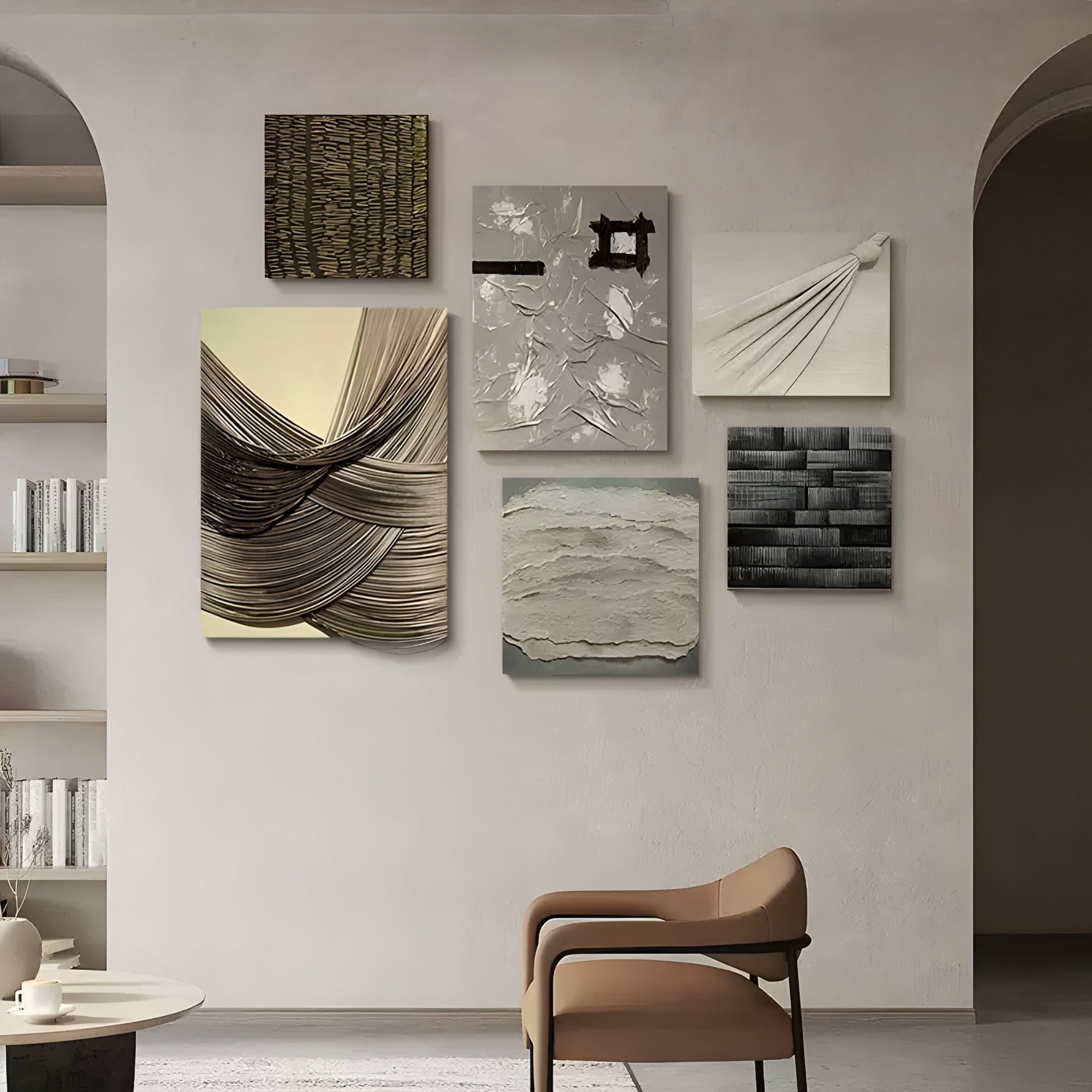 Terrisma 6-Set Dark & Sculpted Textured 3D Wall Art