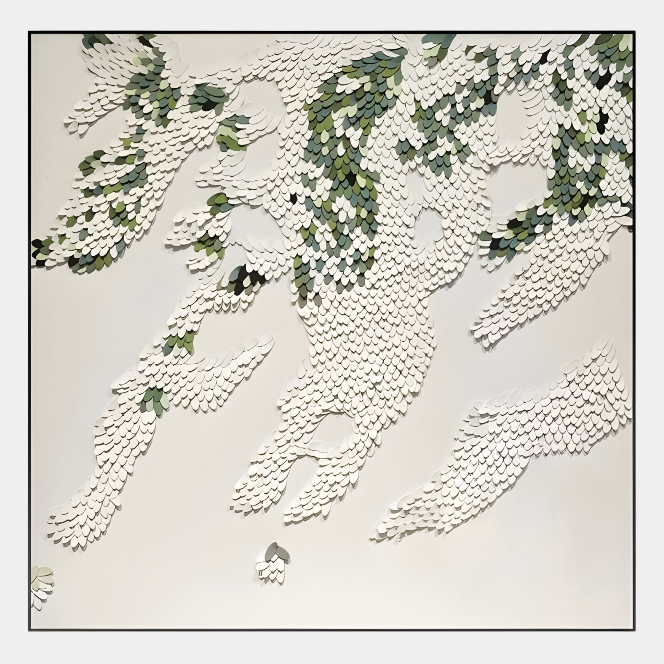 Pellora White & Green Leather Scale 3D Wall Art