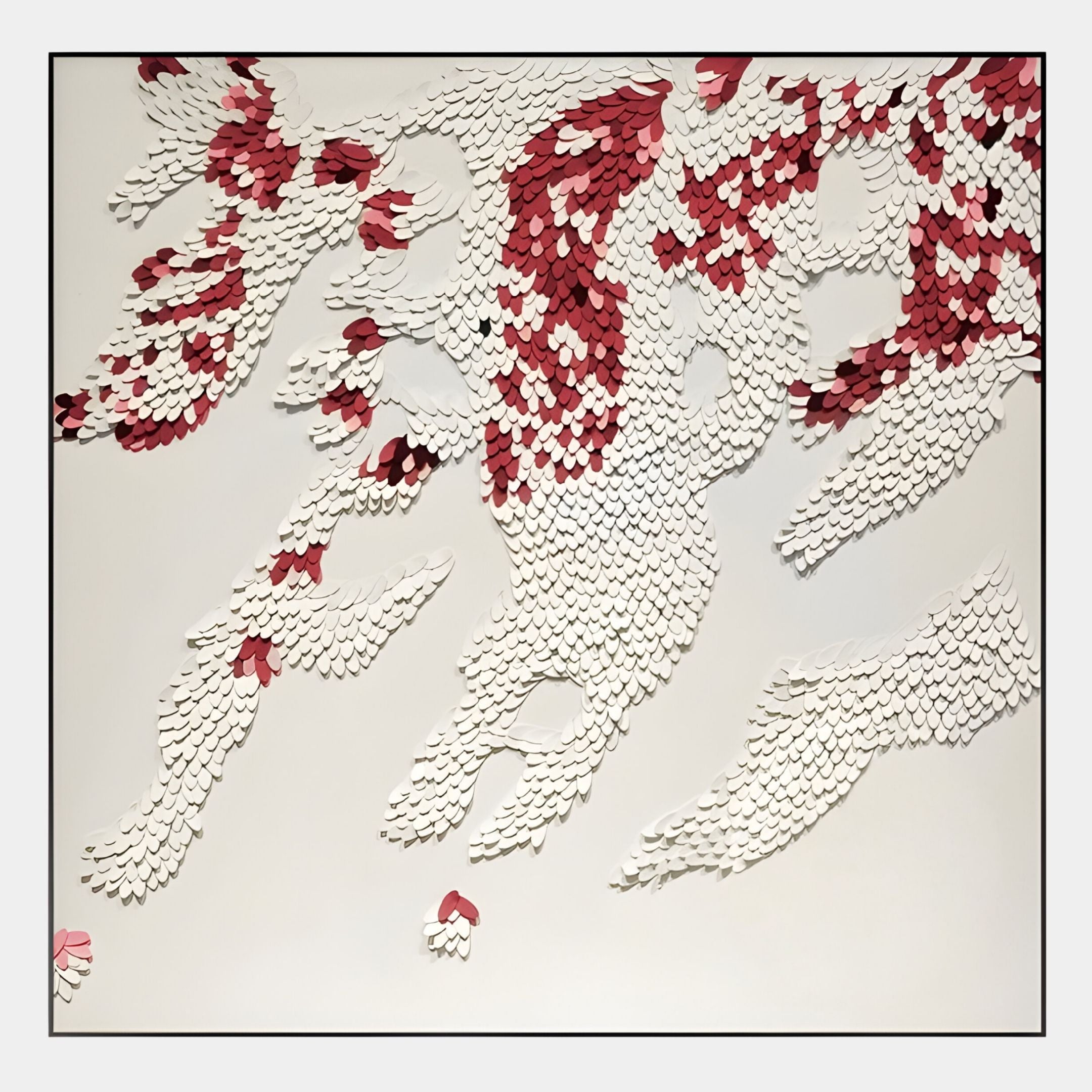 Pellora White & Crimson Leather Scale 3D Wall Art