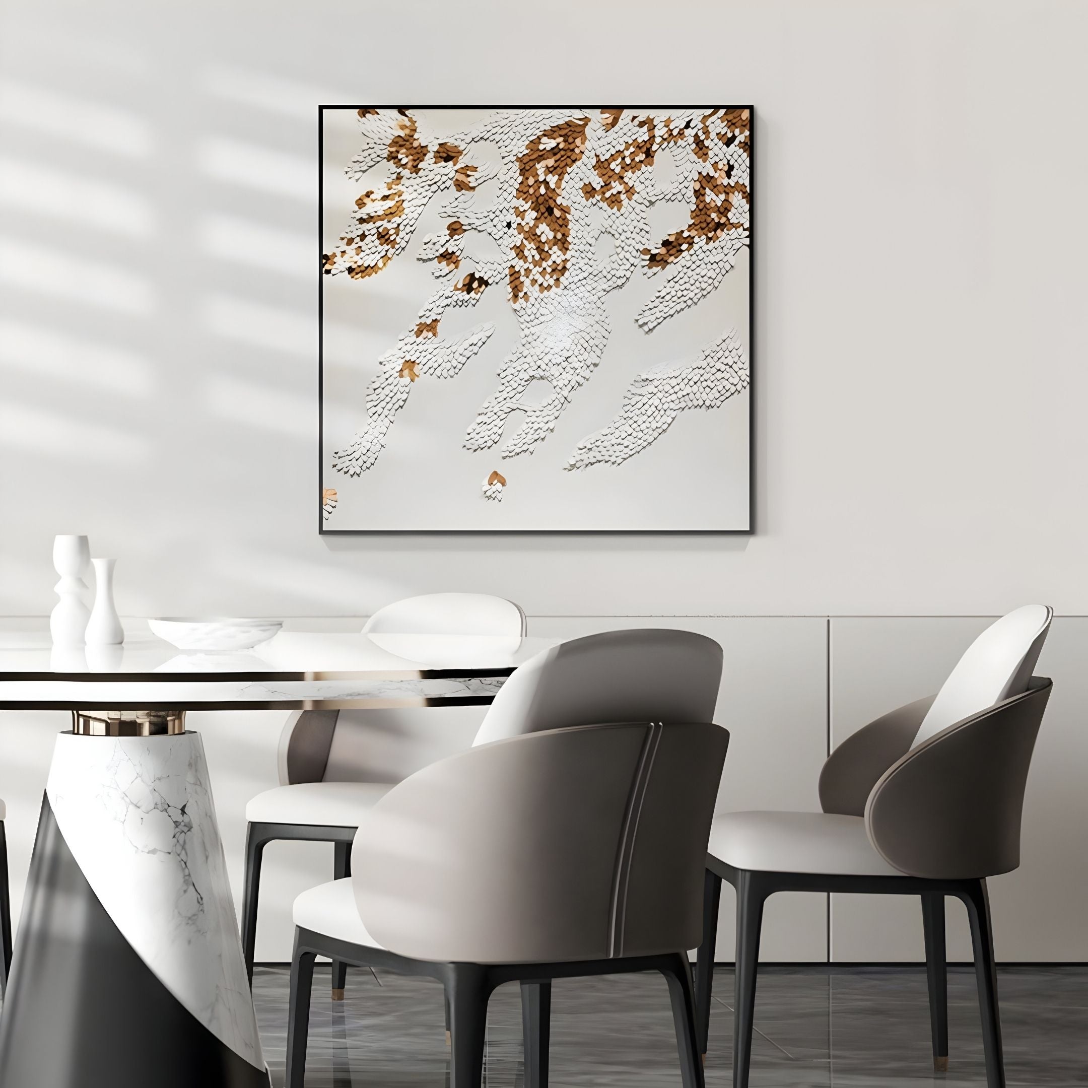 Pellora White & Ochre Leather Scale 3D Wall Art