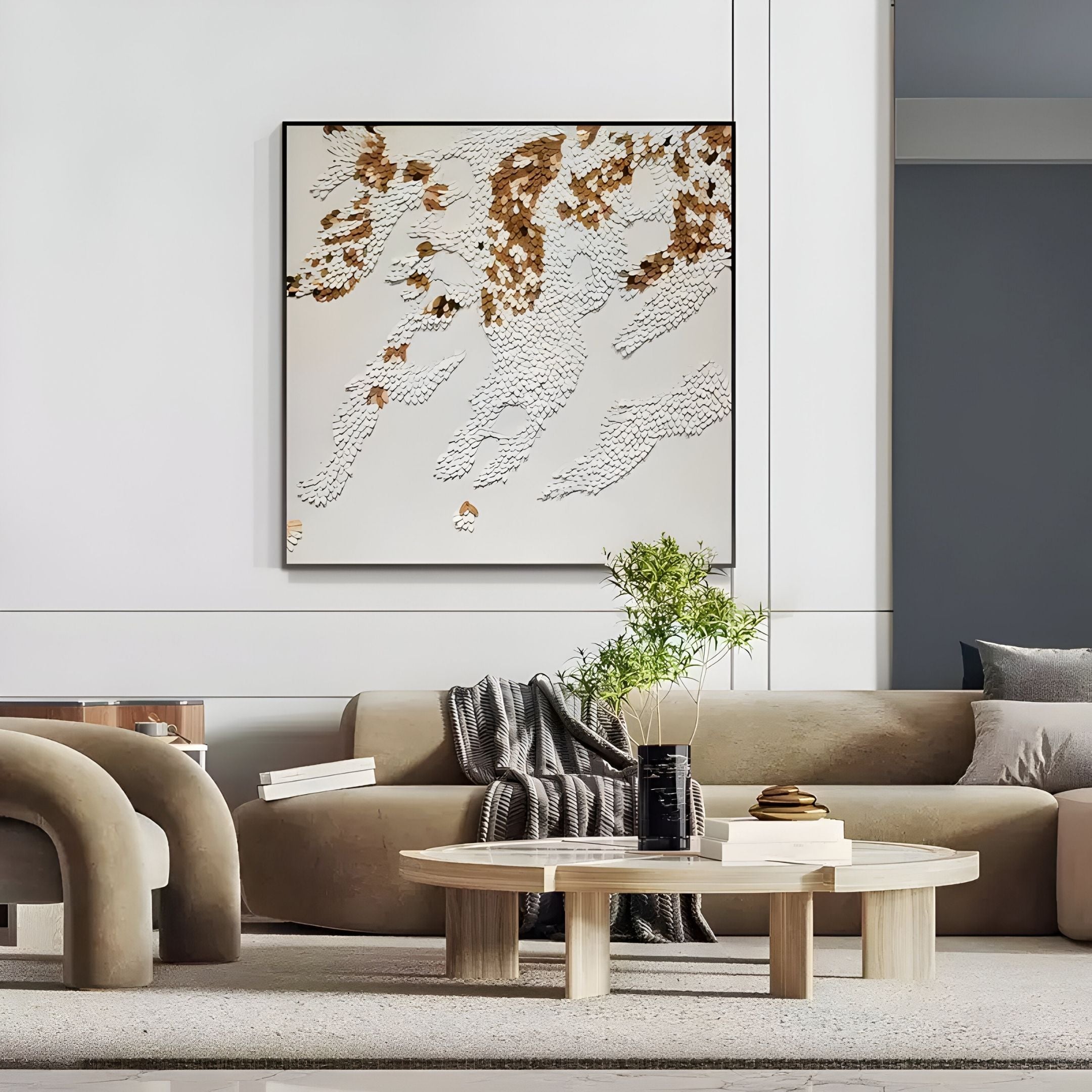 Pellora White & Ochre Leather Scale 3D Wall Art