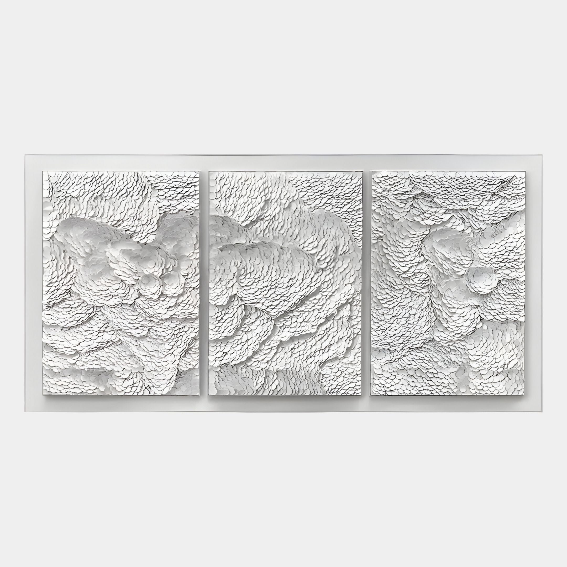 Nuvira White Triptych Swirl Leather 3D Wall Art