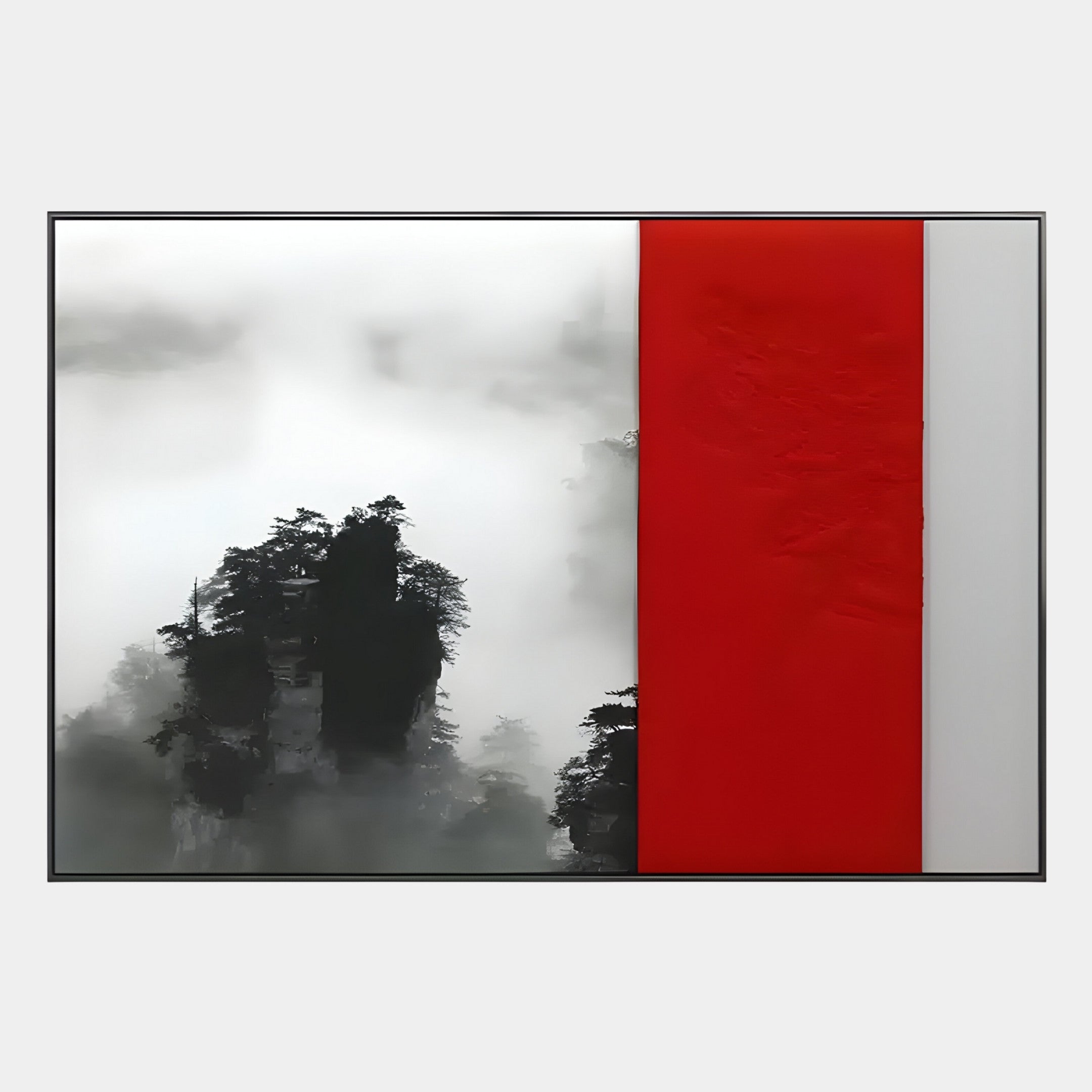 Ryushin Cloud Cliff Red Leather Carving 3D Wall Art