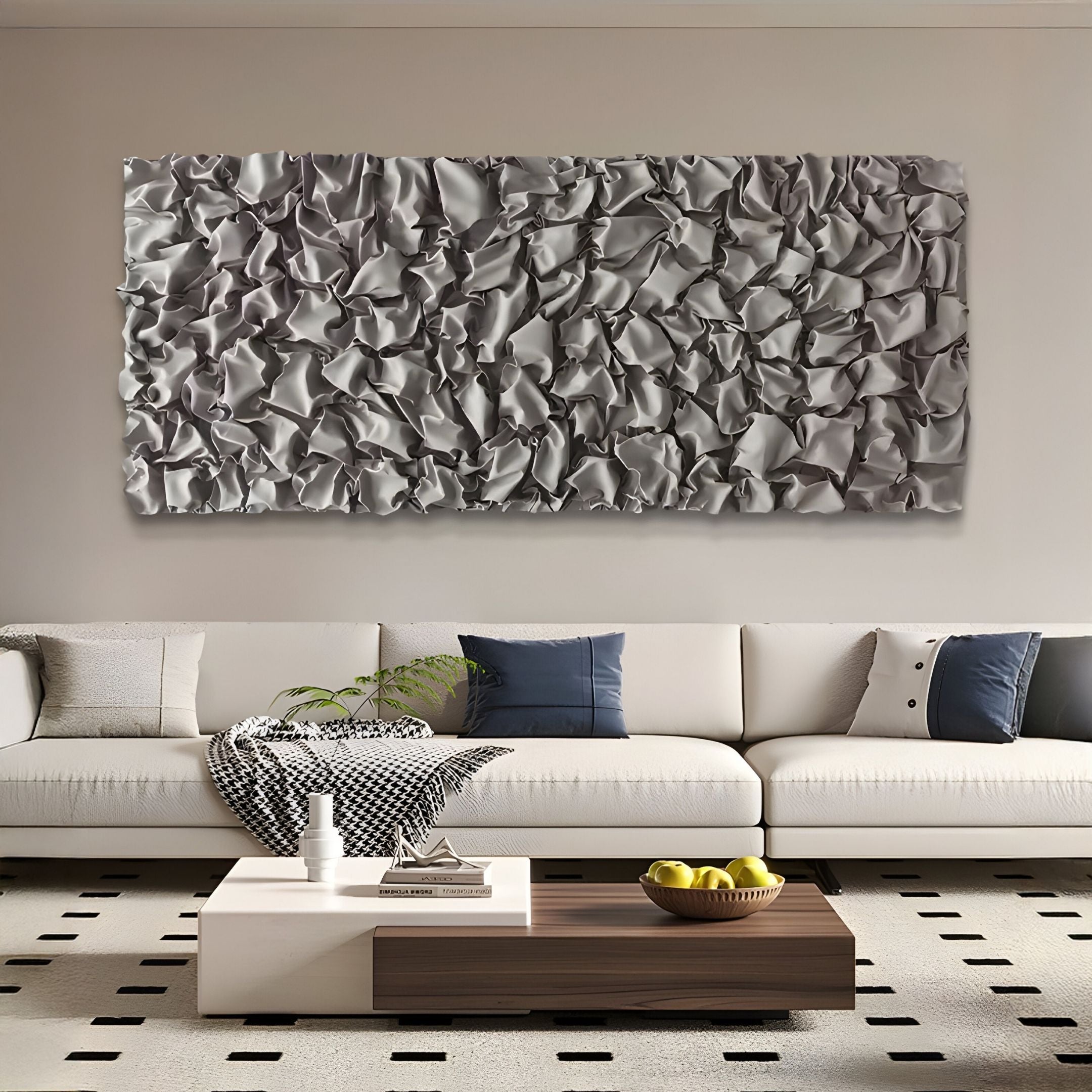 Veltrix Silver Folded Leather 3D Wall Art