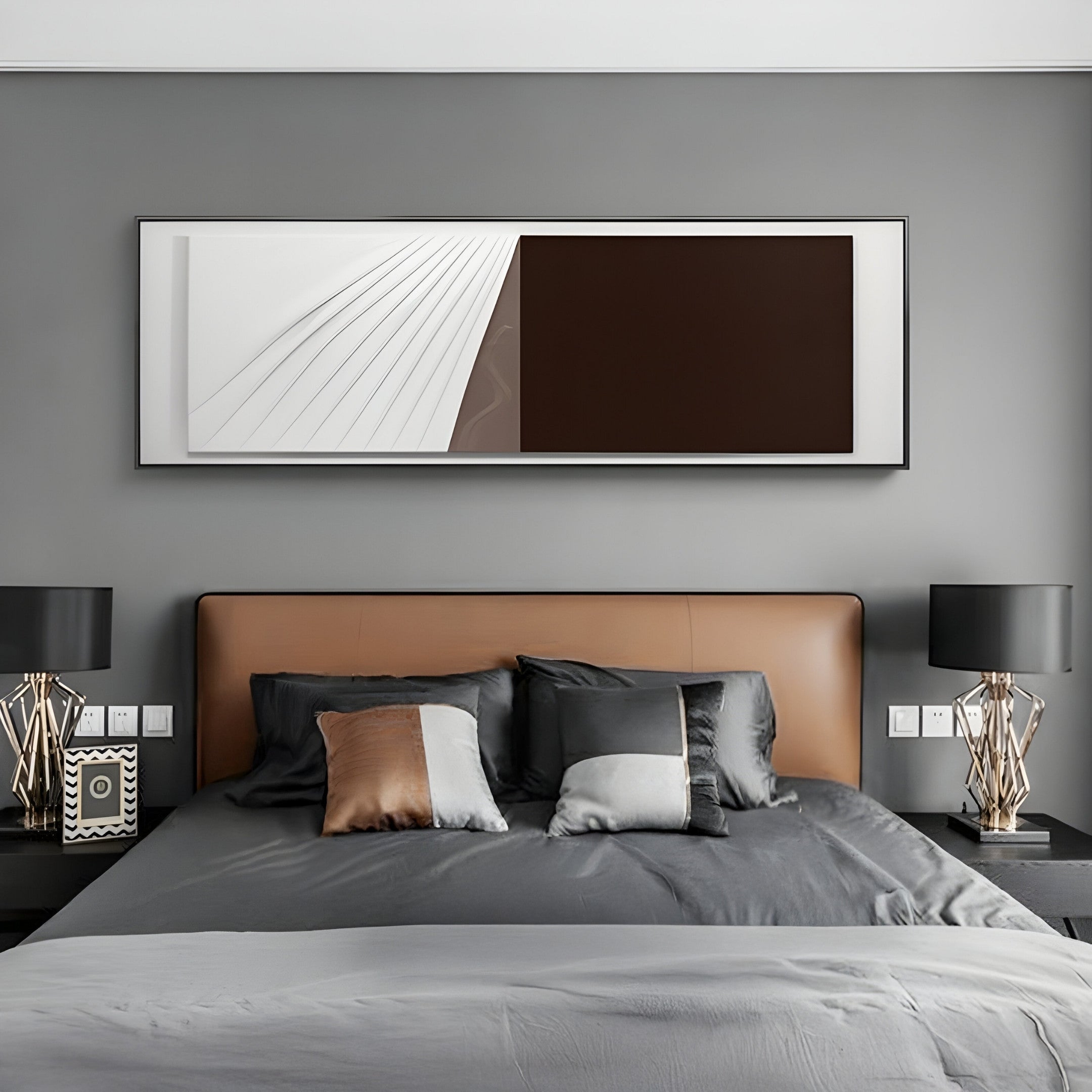 Ventura Mocha & White Fold Leather 3D Wall Art
