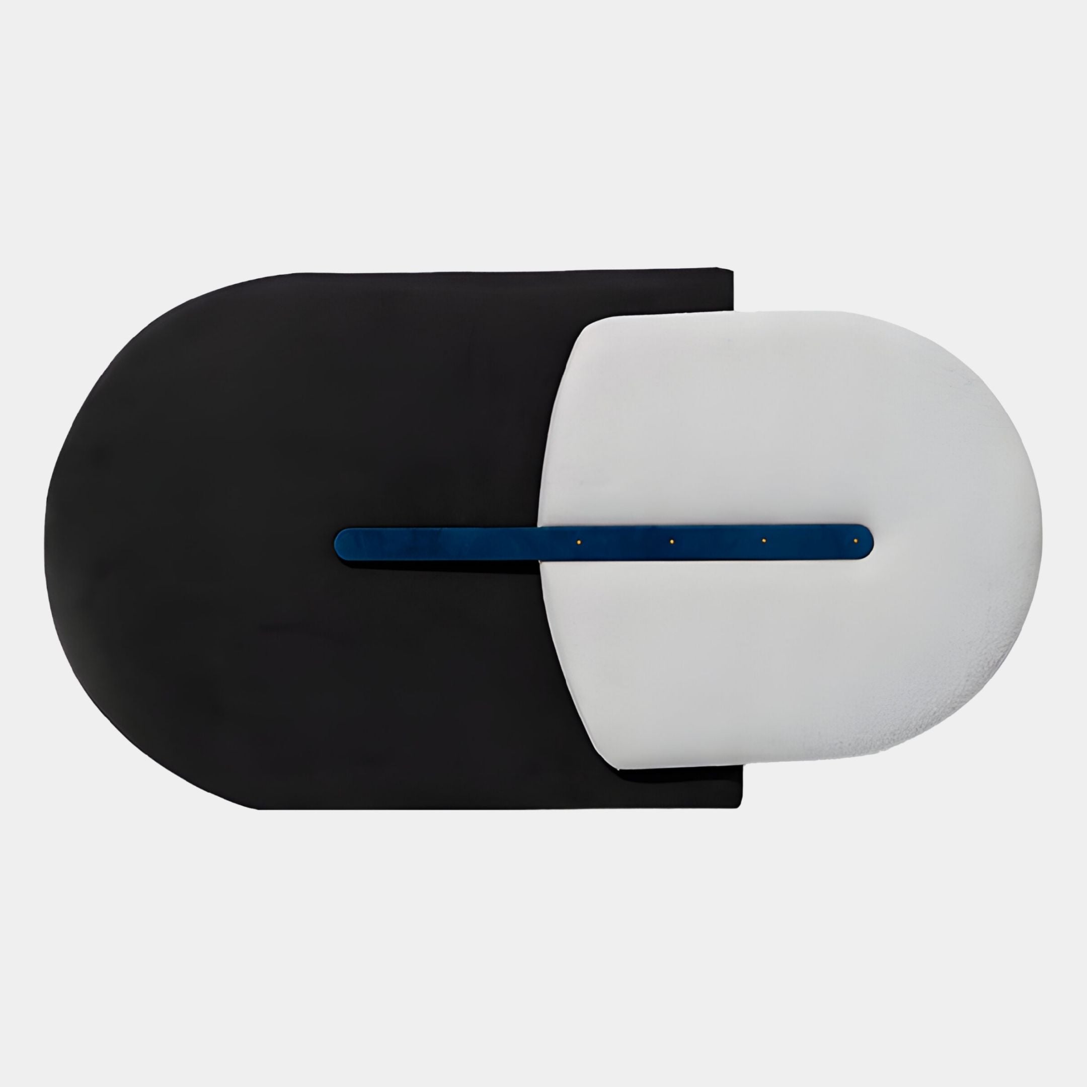 Solvia Black & White Layered Geometry 3D Wall Art by Giant Sculptures features a black rounded rectangle over a white layer with a blue strip, bringing sophisticated monochrome style to modern interiors.