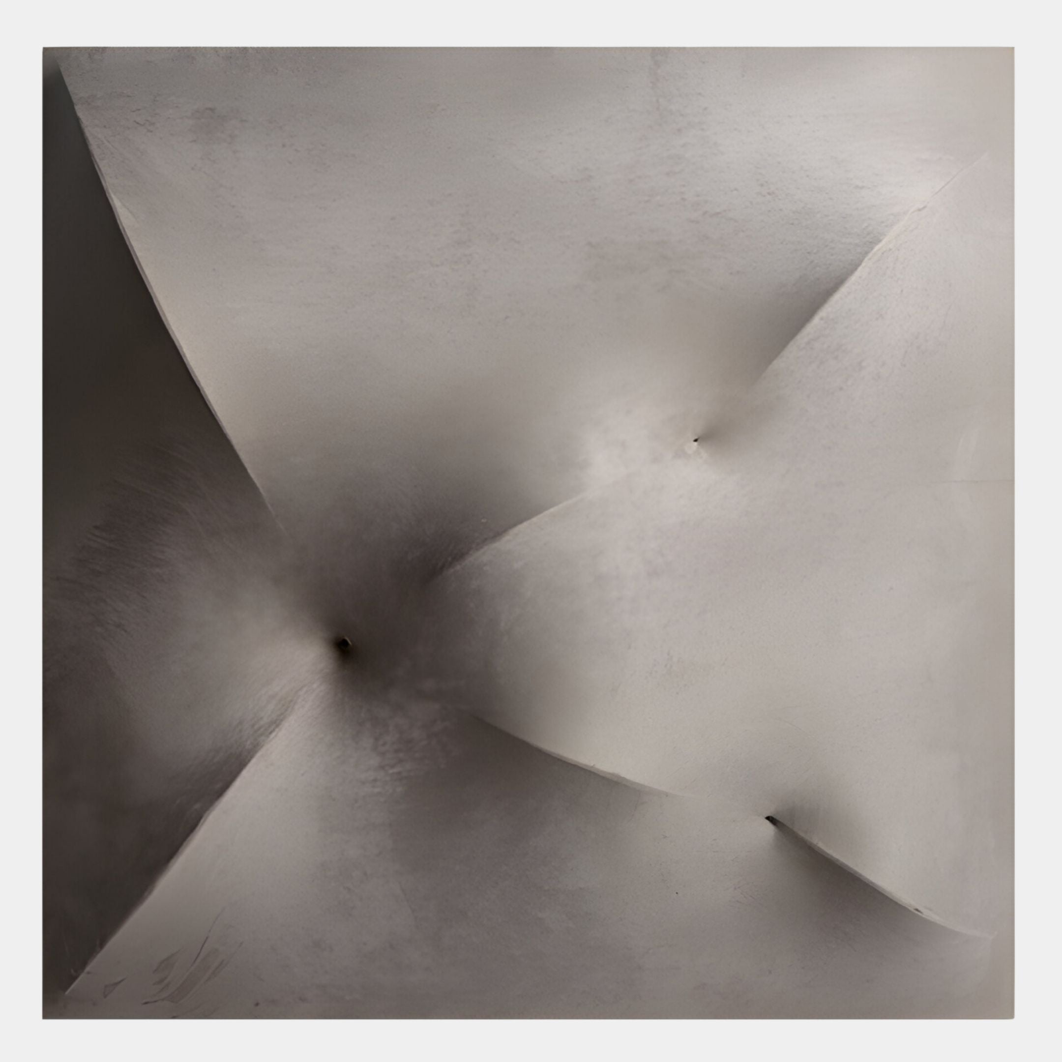 The Veylora Stone Grey Folded Texture Fabric 3D Wall Art by Giant Sculptures features abstract metallic folds with subtle shading and dark indentations, making it perfect for minimalist decor or as striking stone grey wall art.