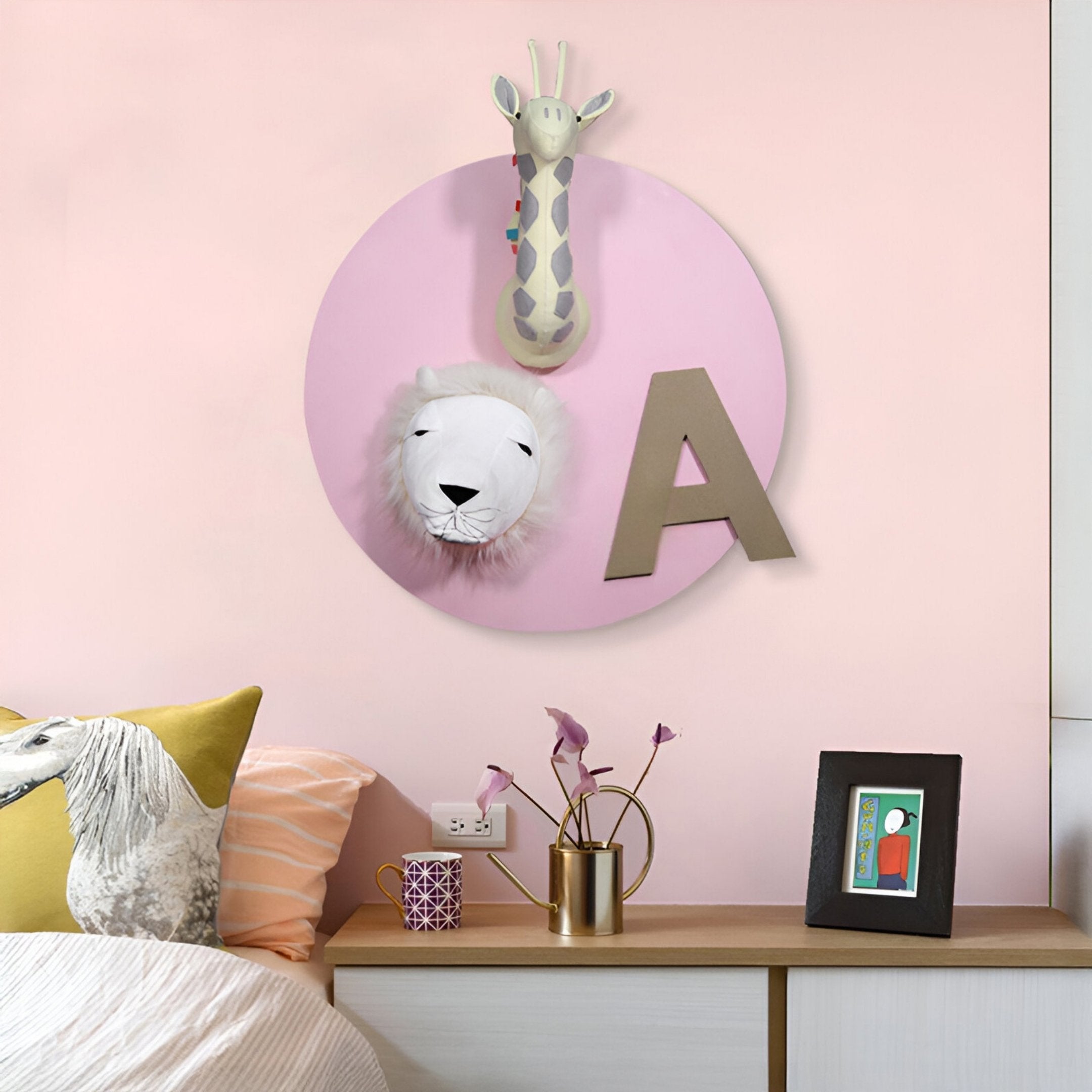 Animora Giraffe & Lion Kids Plush 3D Wall Art