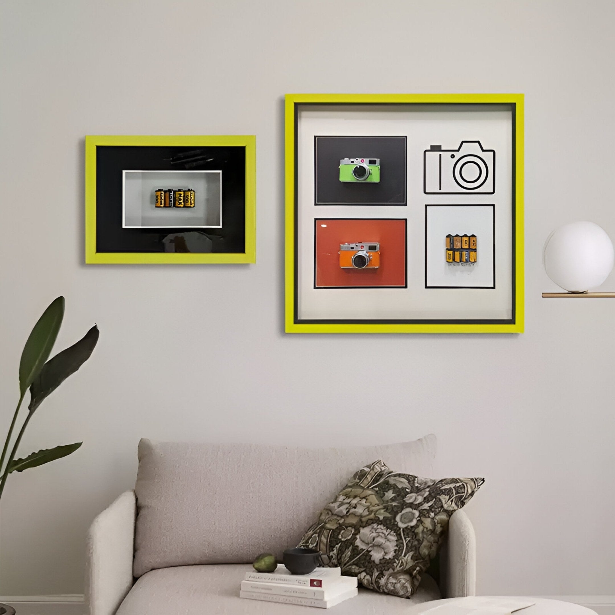 Fotura Cameras & Film Roll Square Framed 3D Wall Art