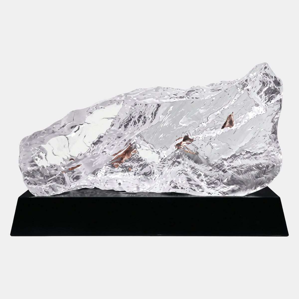 Clear Rising Ridge Rock Resin Sculpture on Black Base - 50cm