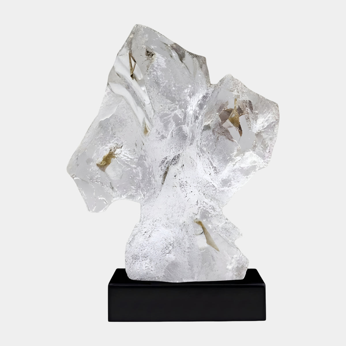 Clear Khaki Flake Split Crest Rock Resin Sculpture - 43cm