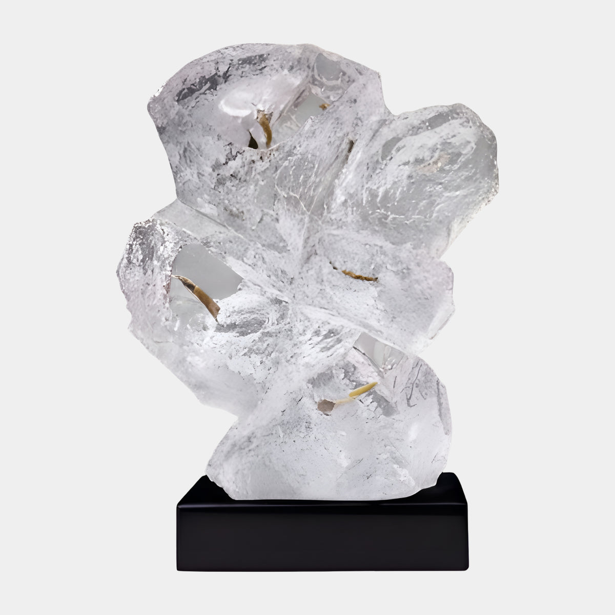 Clear Tan Sliver Swirled Lobe Rock Resin Sculpture - 41cm
