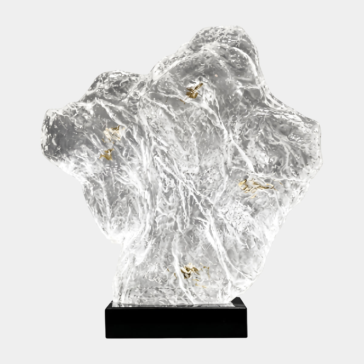 Clear Gold Flake Webbed Fan Rock Resin Sculpture - 56cm