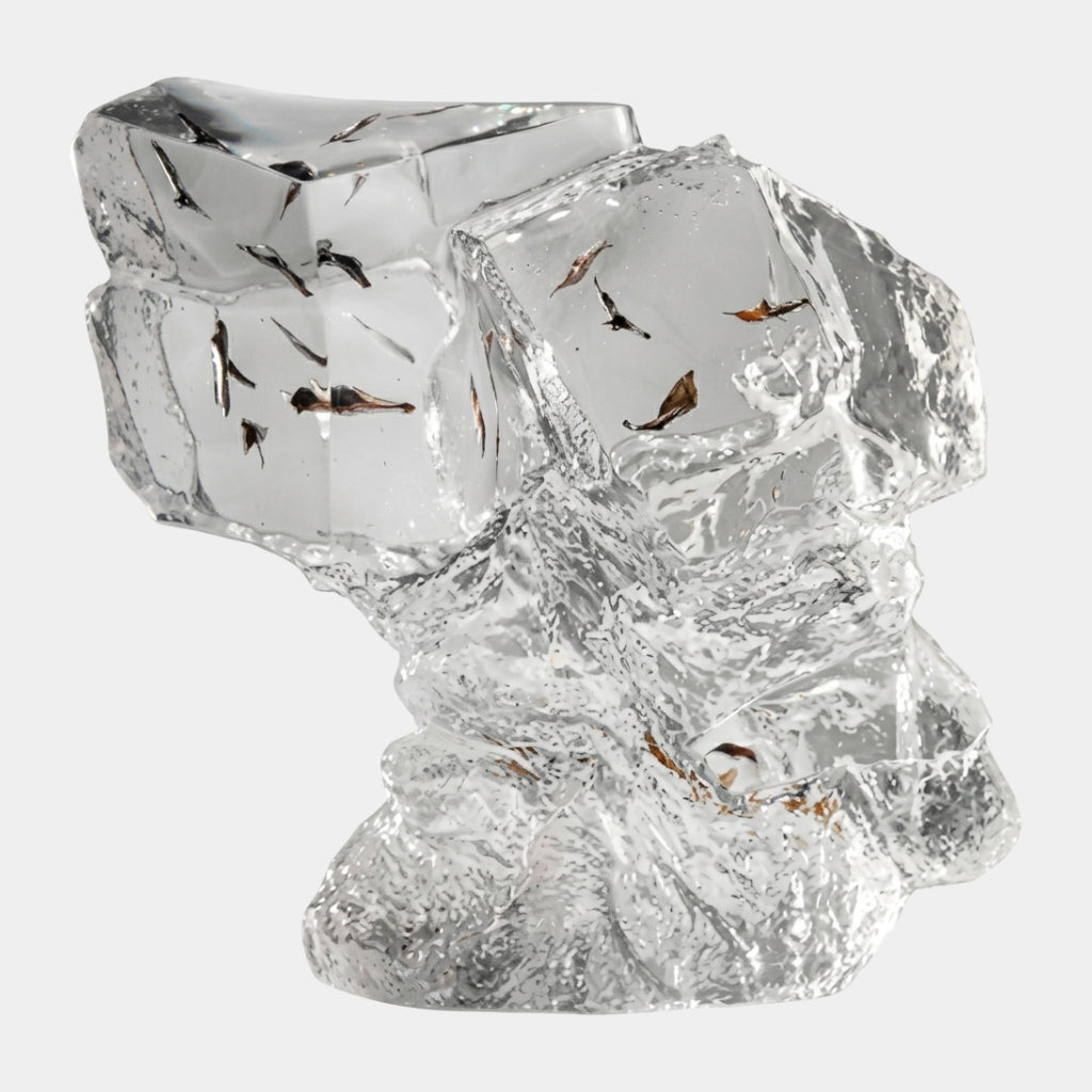 Clear Dark Sliver Squared Block Rock Resin Sculpture - 53cm