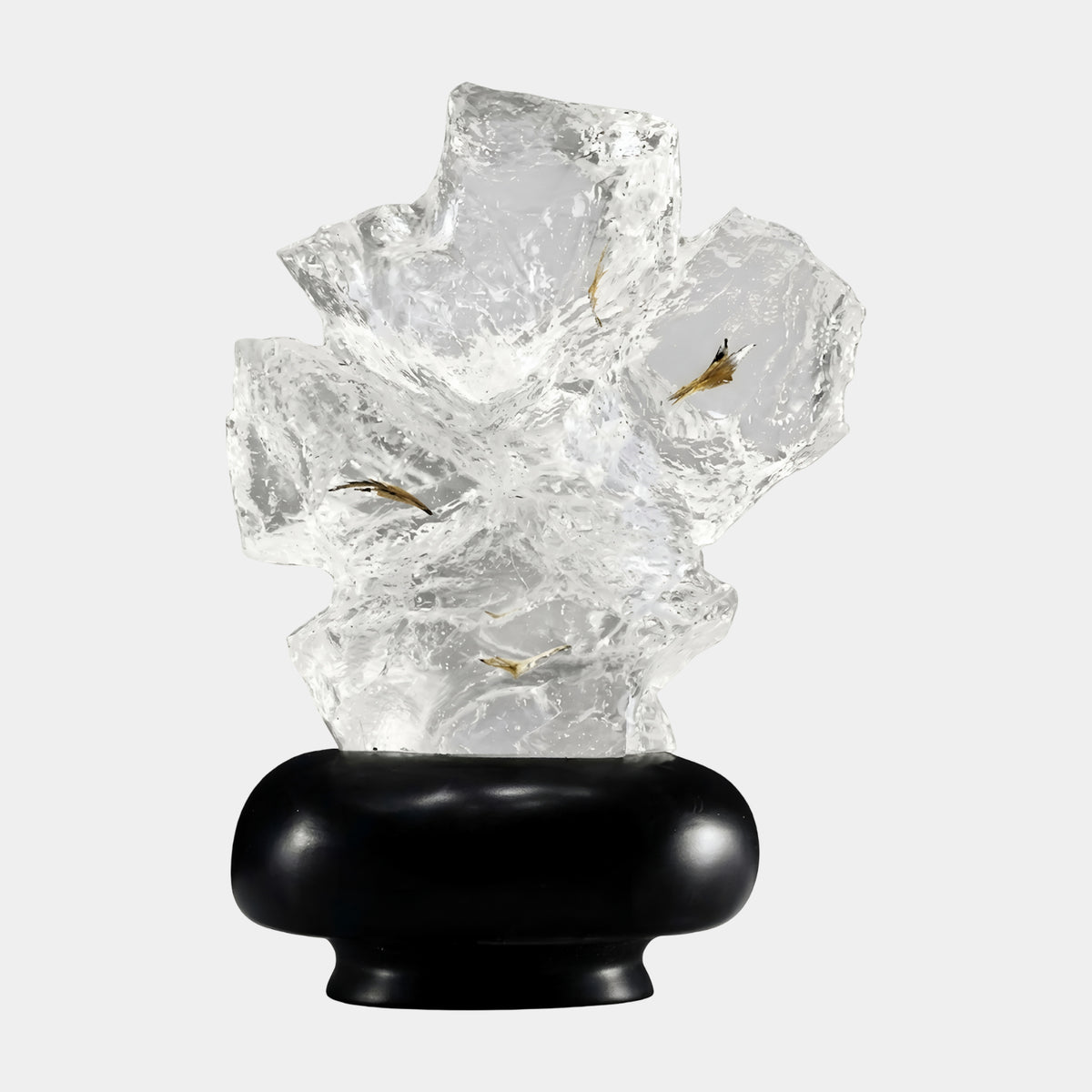 Clear Straw Sliver Stacked Block Rock Resin Sculpture - 32cm