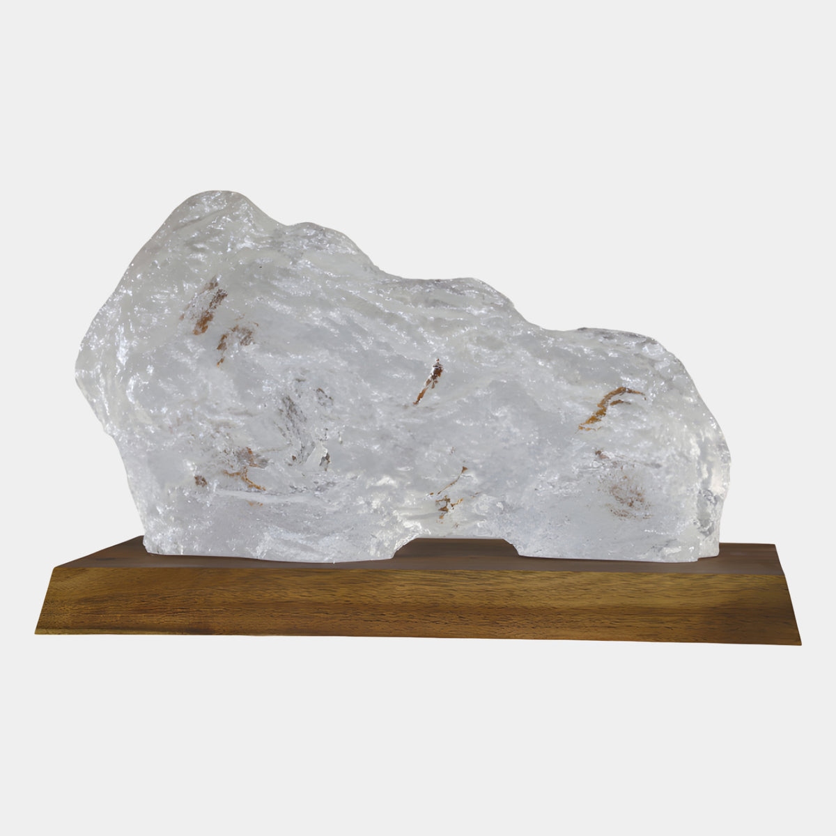 Clear Rust Fleck Sloping Hill Rock Resin Sculpture on Dark Wood Base - 57cm