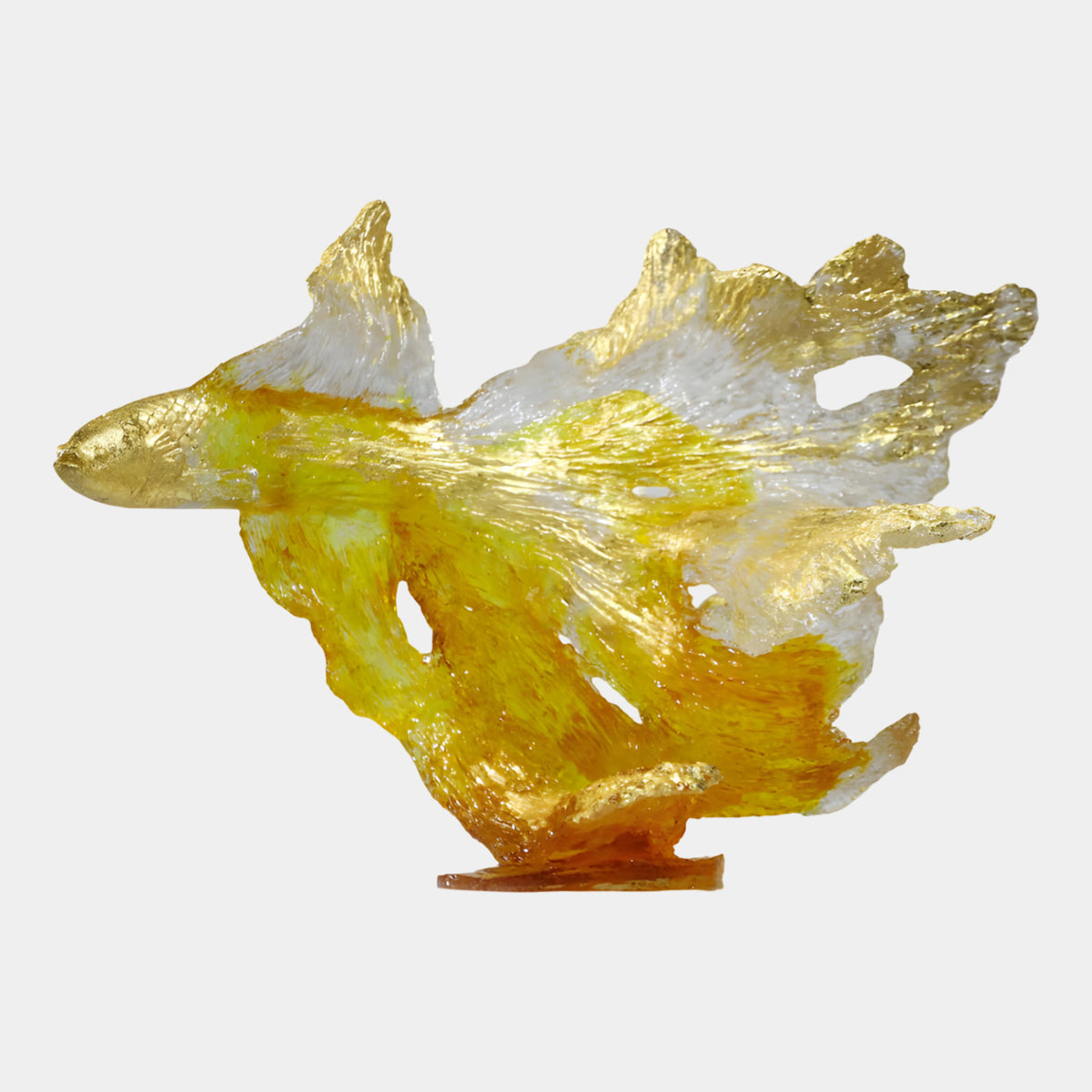 Amber & Gold Veiltail Fish Resin Sculpture - 72cm