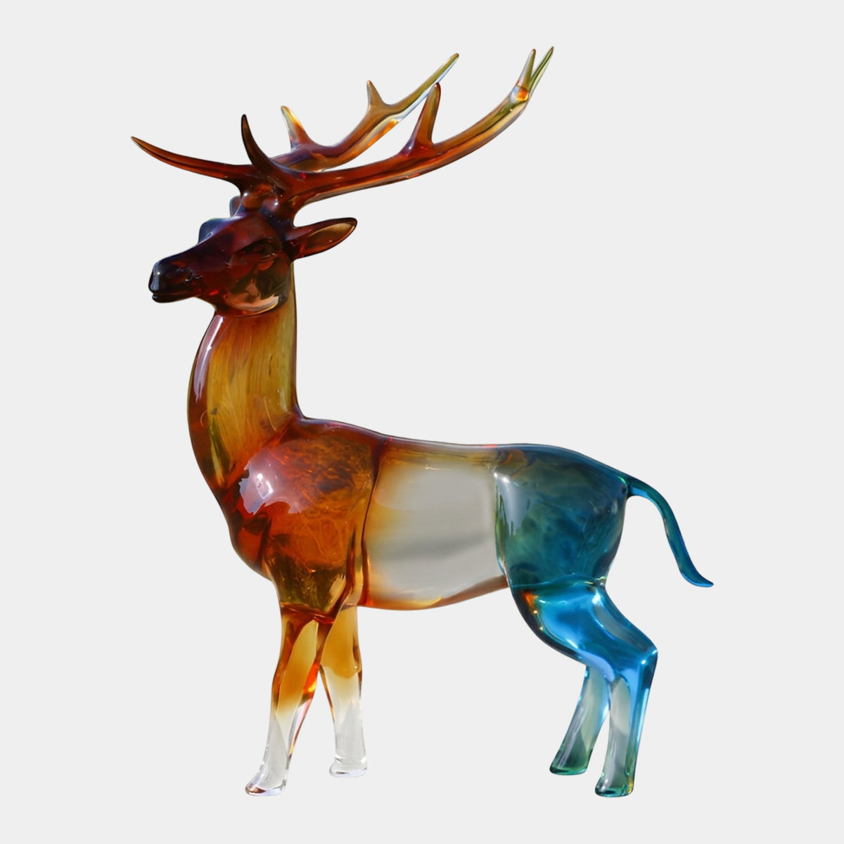 Multi-Colour Graded Antlered Stag Resin Sculpture - 98cm