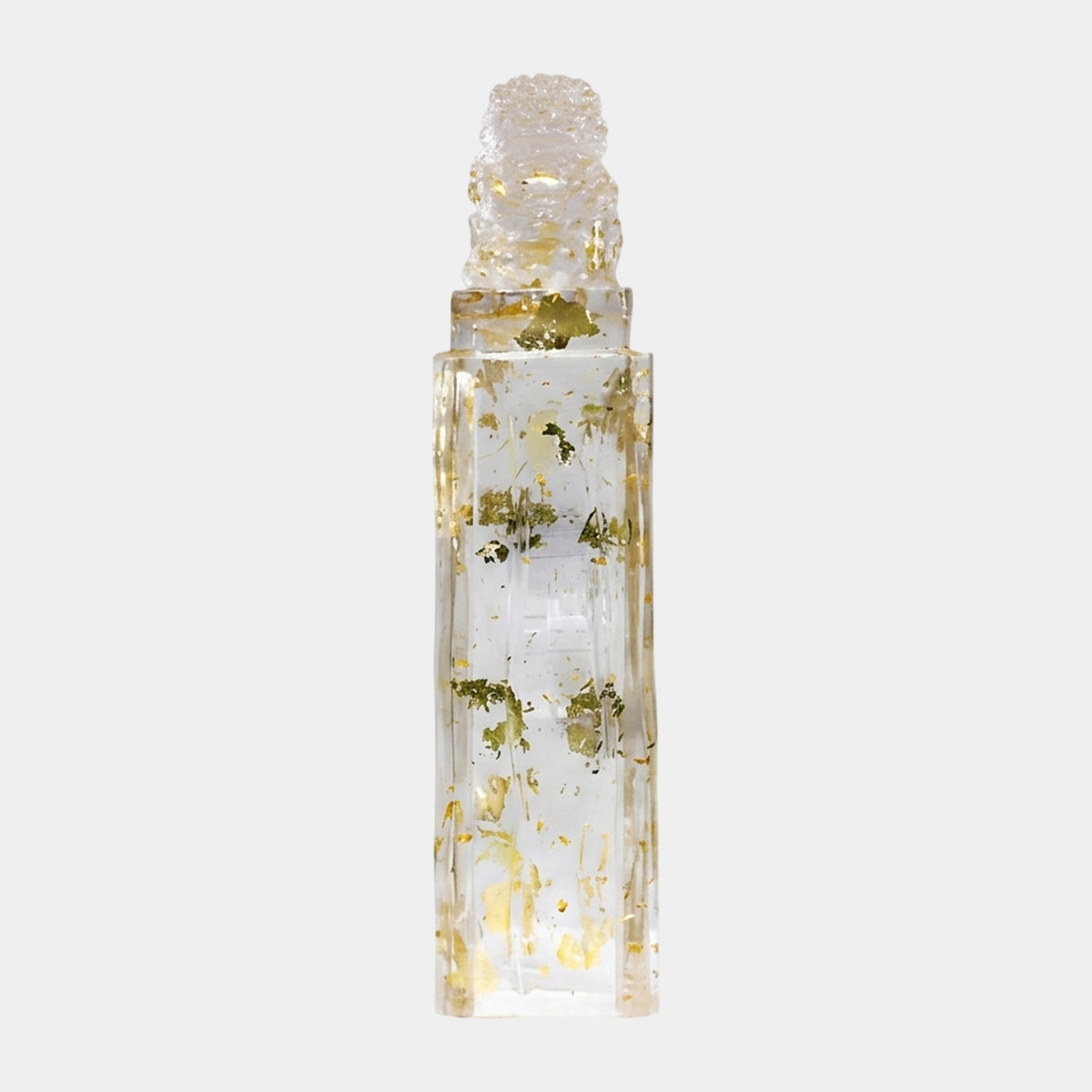 Clear Ice-Cut Lion Column Resin Sculpture - 73cm