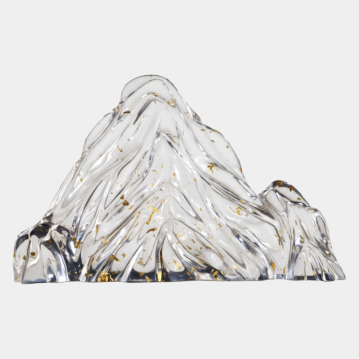Clear Gold Speck Fluted Mountain Resin Sculpture - 75cm