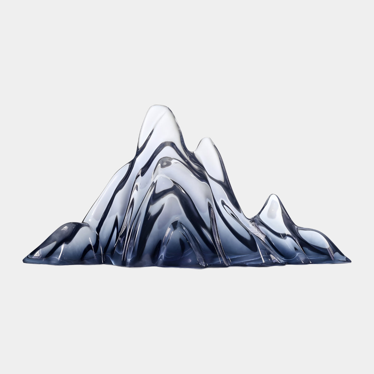 Blue Smoke Graded Mountain Range Resin Sculpture - 90cm, four peaks fading from deep blue at the base to clear white summits, shown on a plain light background with no base.