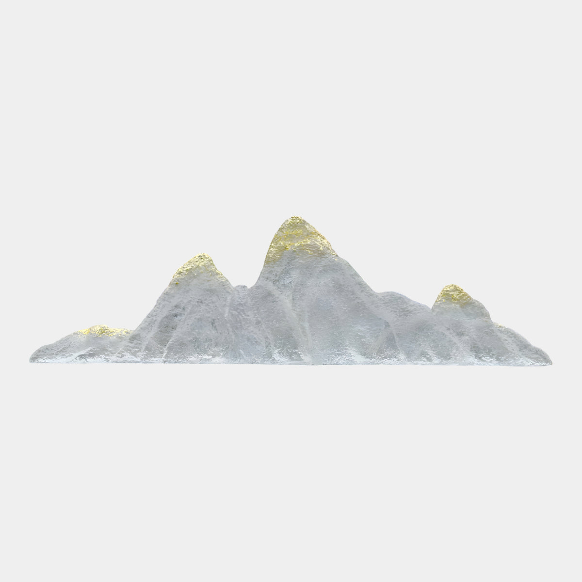 White Frosted Gold-Tipped Mountain Range Resin Sculpture, 195cm, textured white peaks with gold-leaf summits, shown on a plain white background.