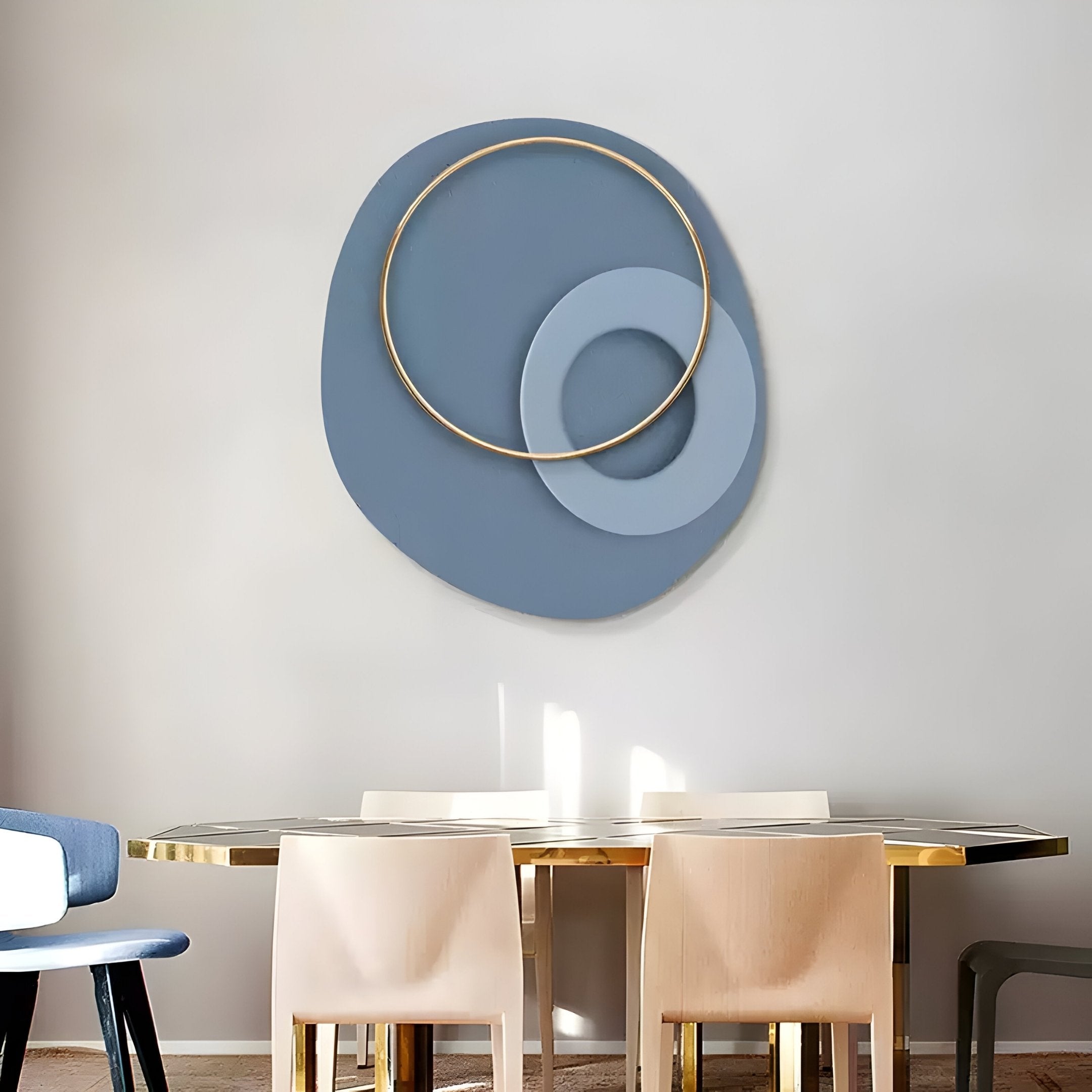 Orbien Slate Blue & Gold Ring Sandstone Mural Wall Art
