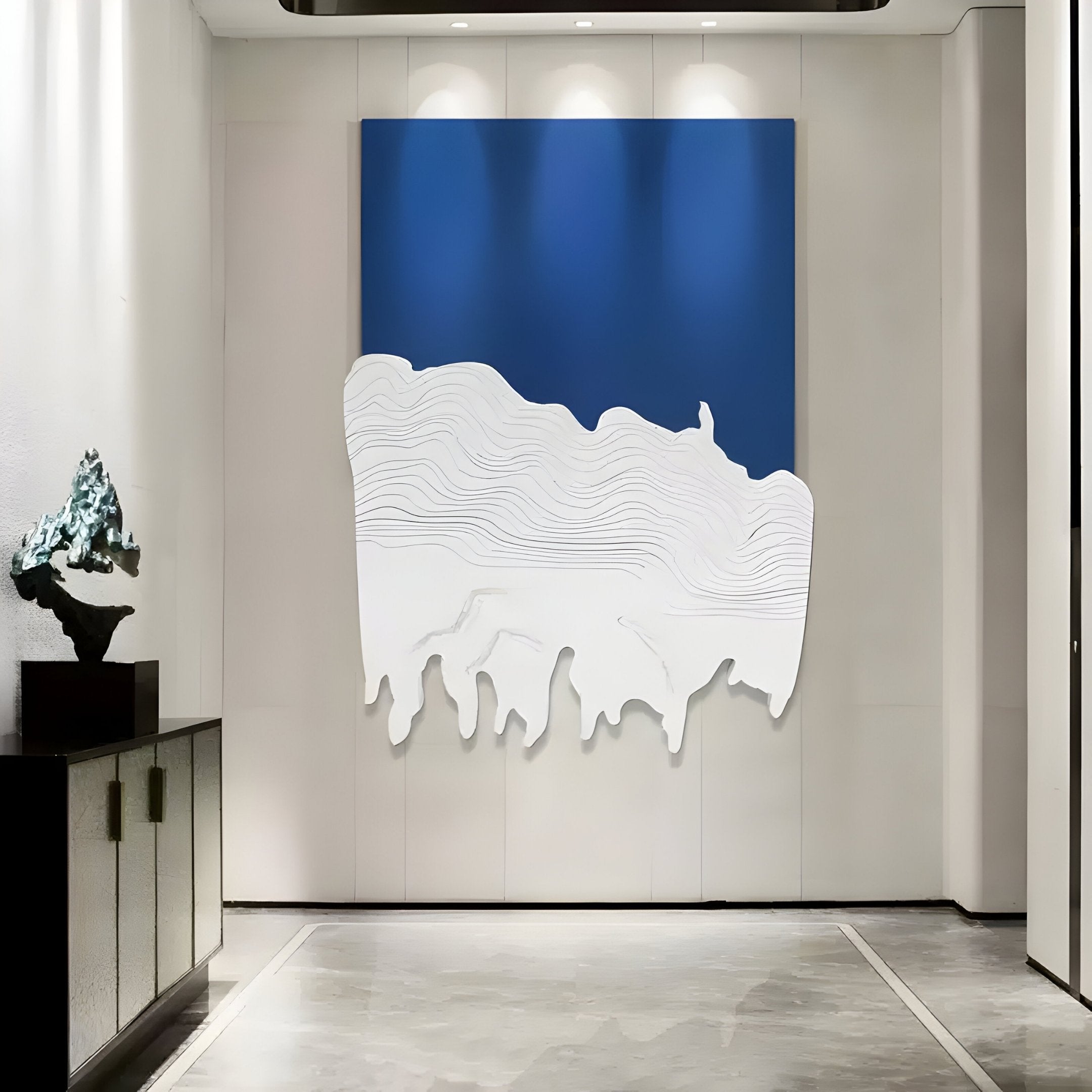 Riftline Peakcut Blue Wood Carving 3D Wall Art