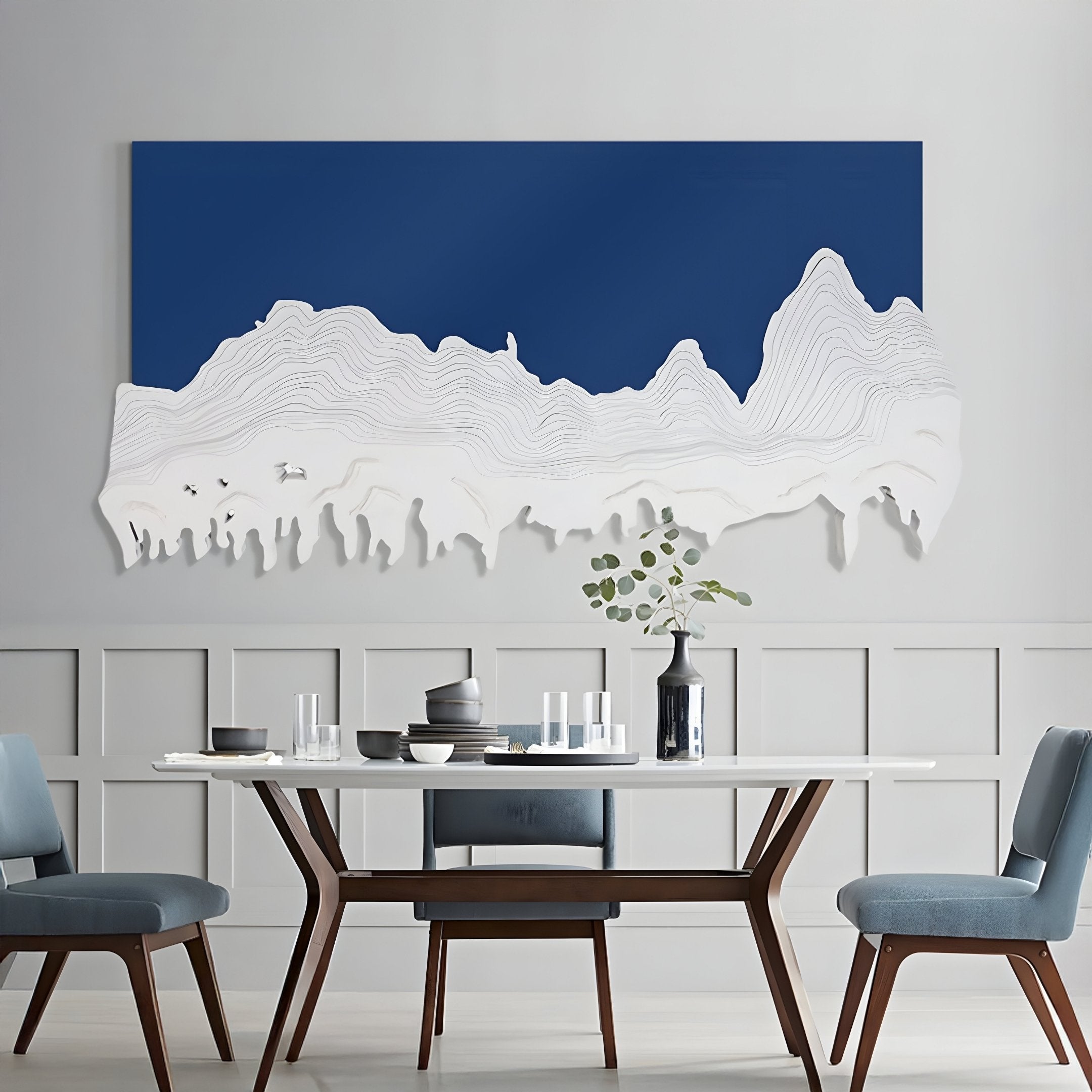 Riftline Ridgecut Blue Wood Carving 3D Wall Art