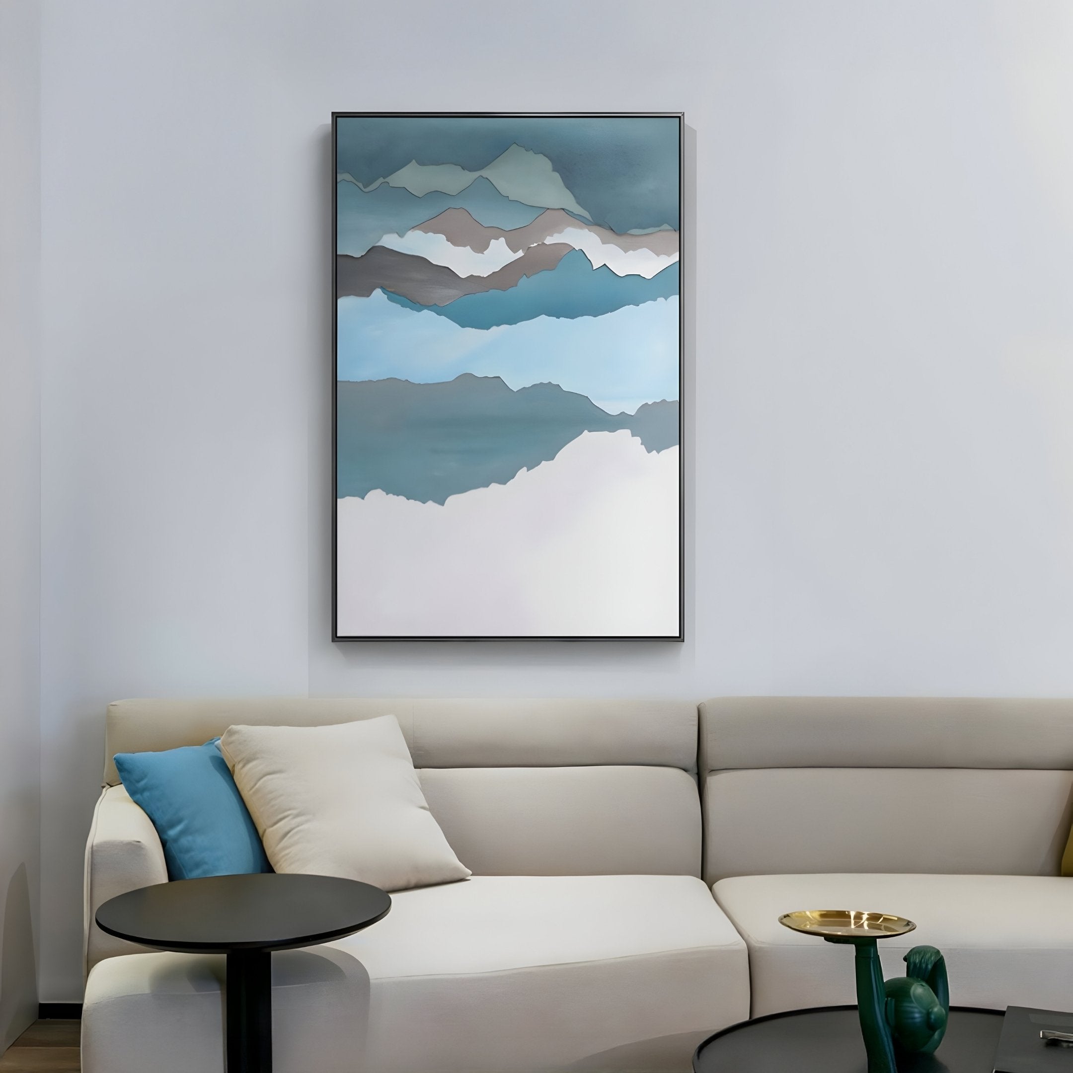 Skymelt Blue Hand-Painted Sandstone 3D Wall Art