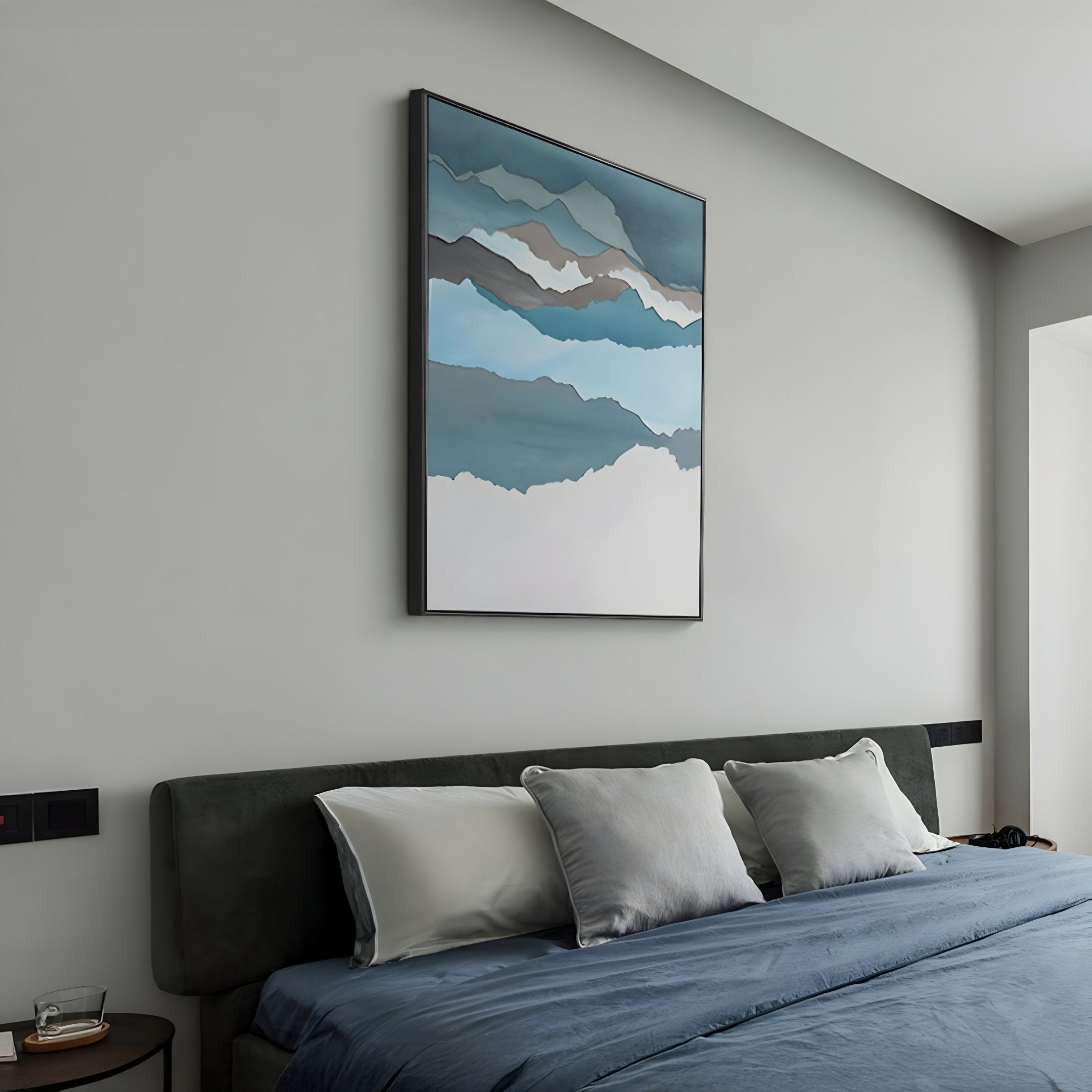 Skymelt Blue Hand-Painted Sandstone 3D Wall Art
