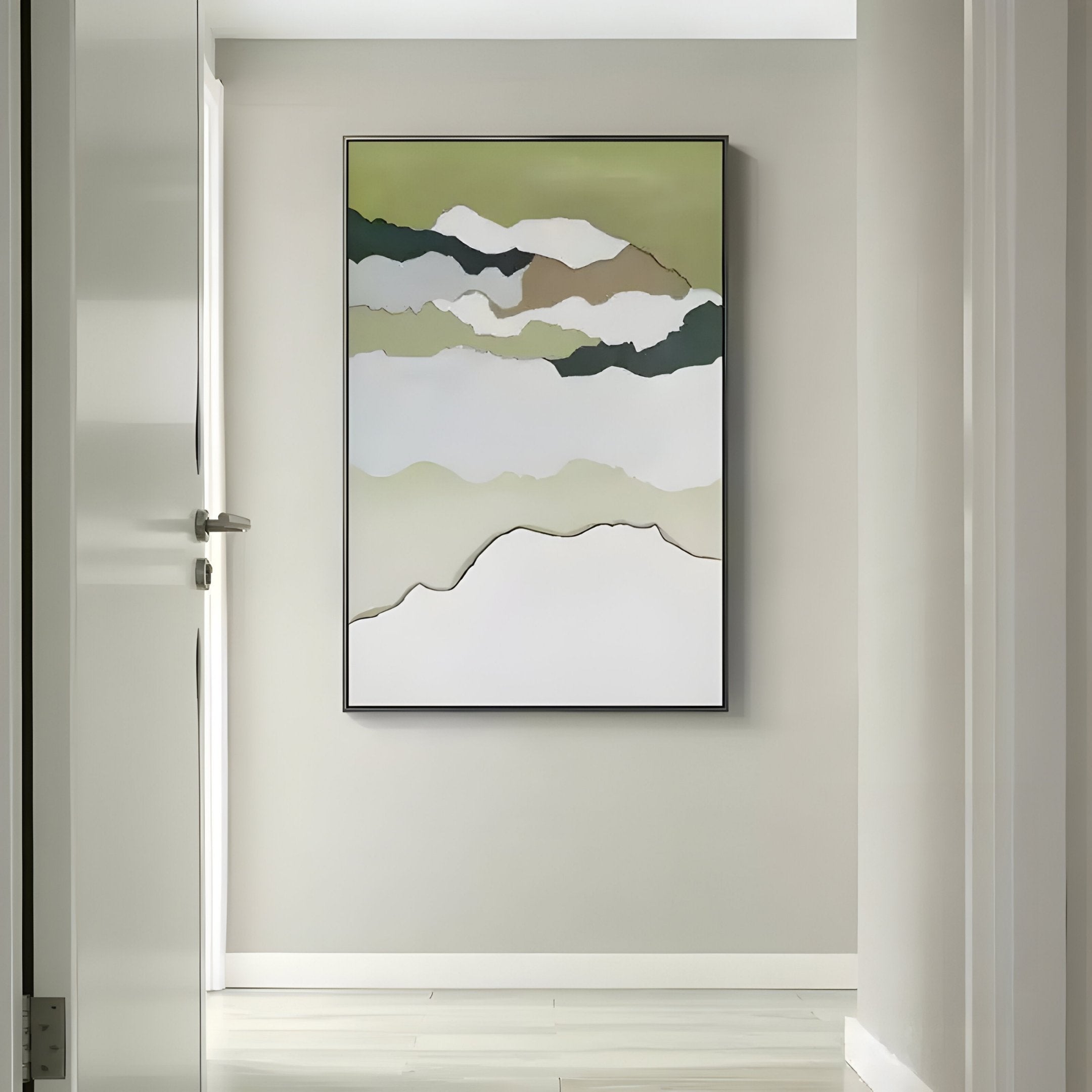 Skymelt Green Hand-Painted Sandstone 3D Wall Art
