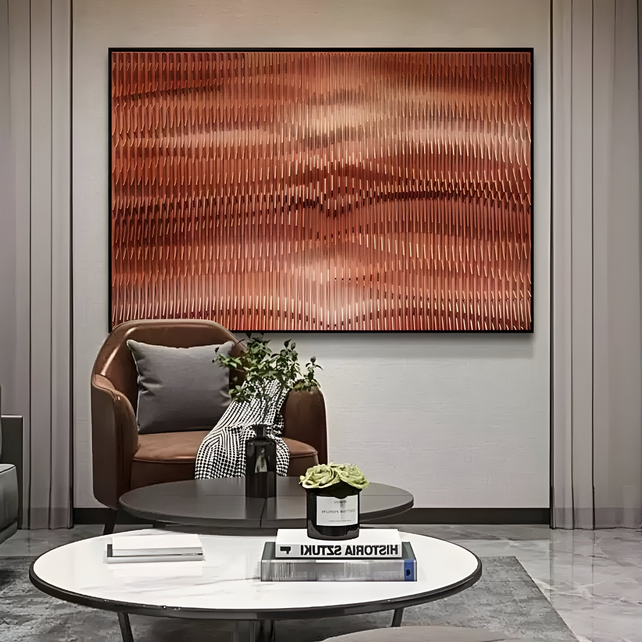 Prismetal Copper Flow Wood Carving 3D Wall Art