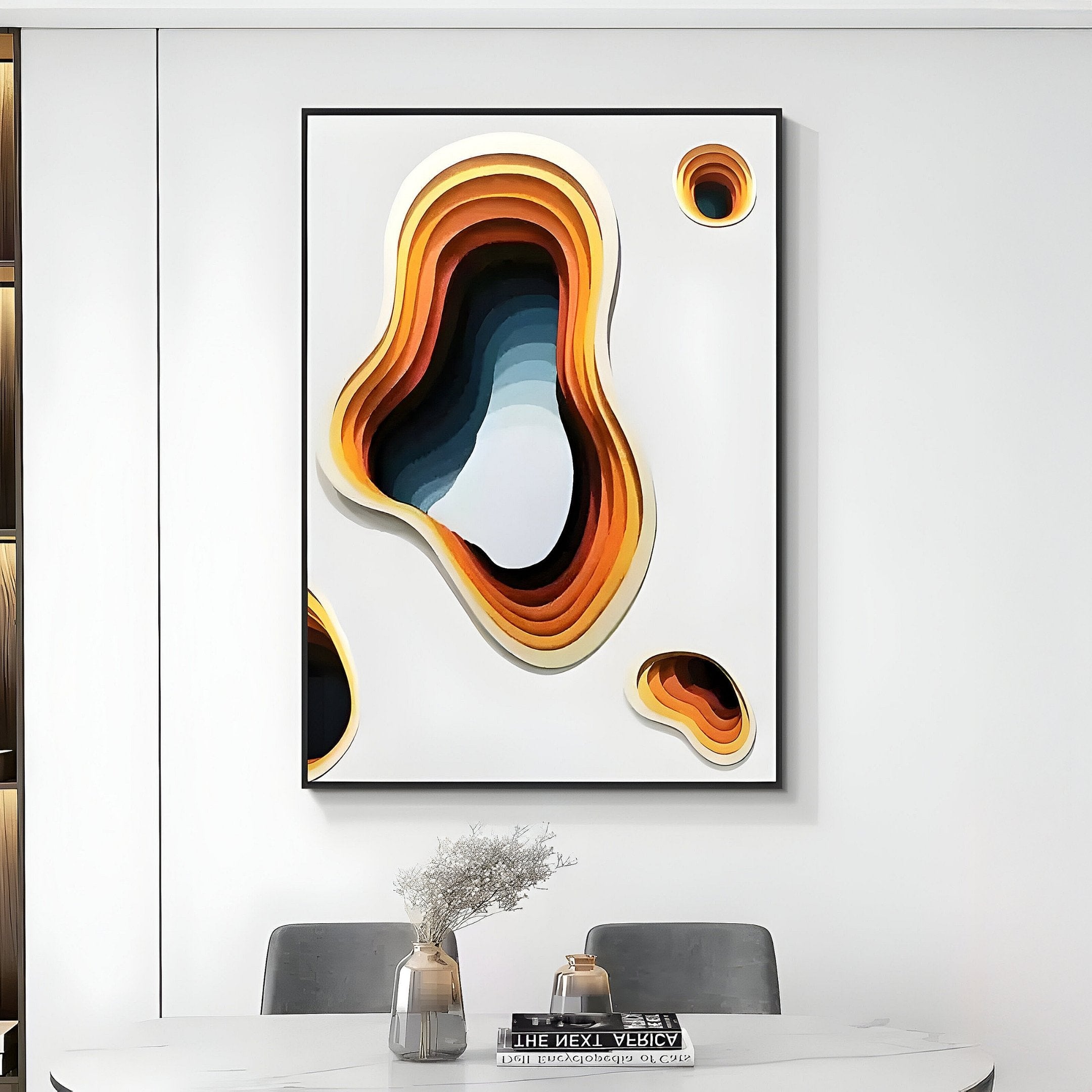Cratera Amber & Blue Wood Carving 3D Wall Art