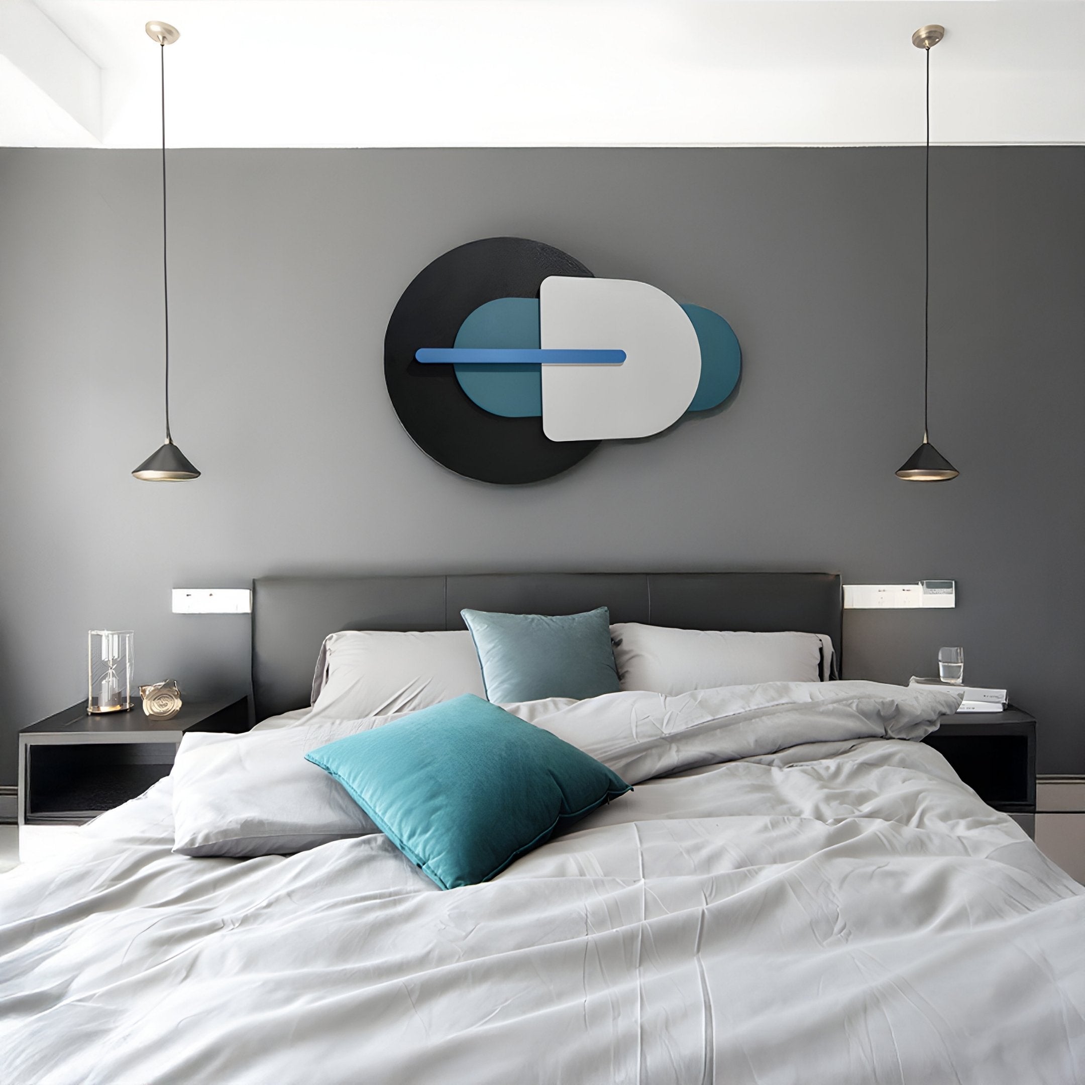 Orbitale Blue & White Geometry Wood Carving 3D Wall Art