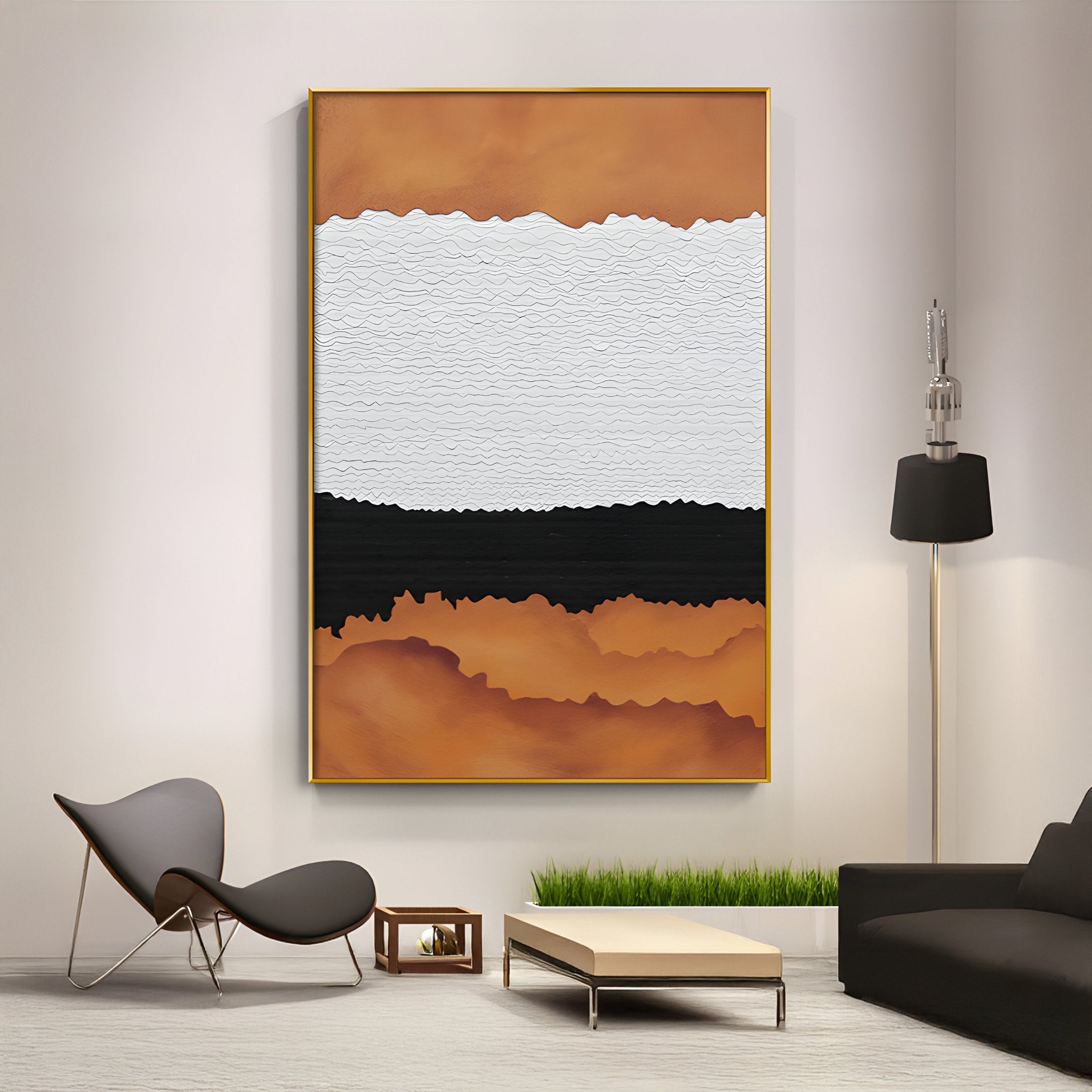 Stratisse Ochre Vertical Layered 3D Carving Wall Art