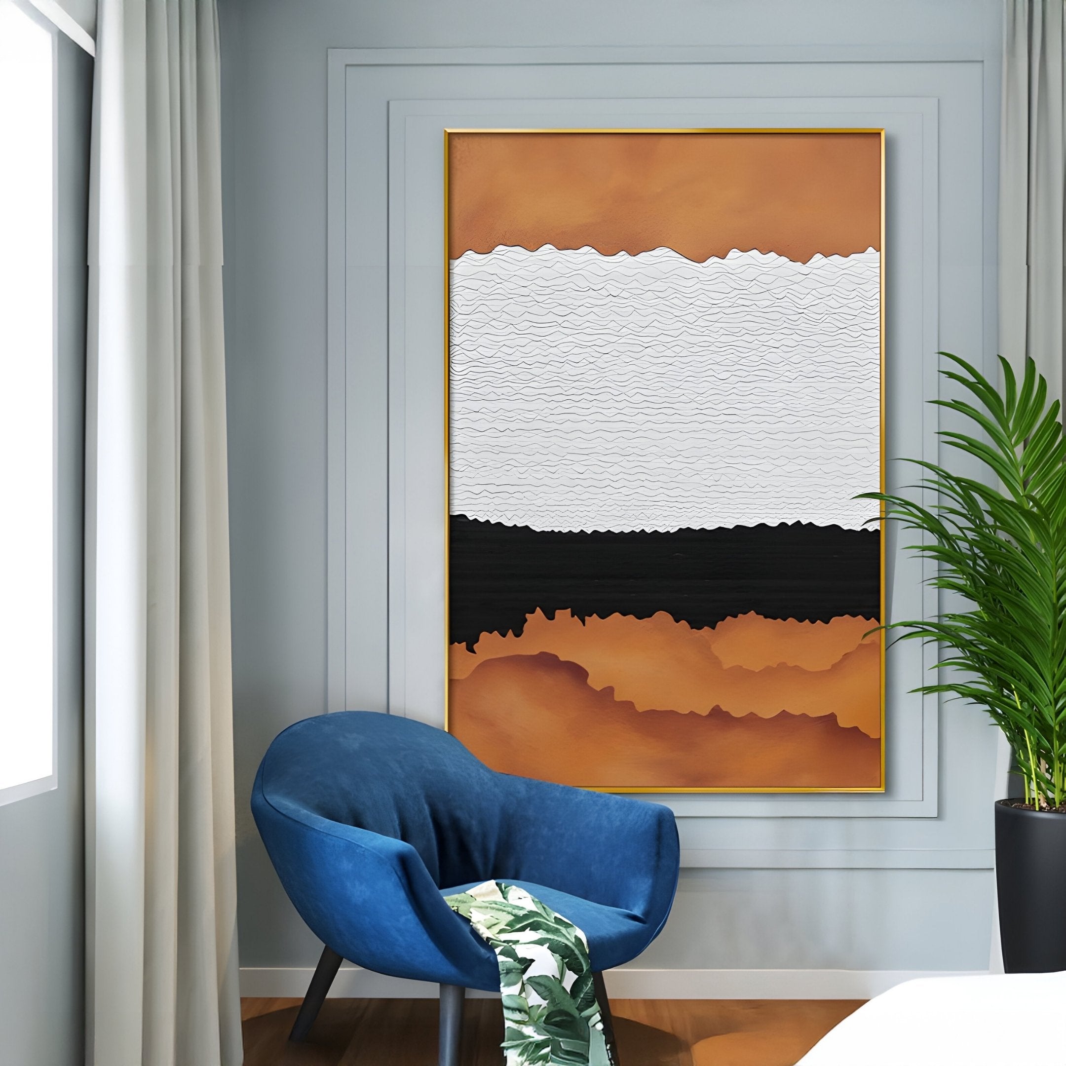 Stratisse Ochre Vertical Layered 3D Carving Wall Art